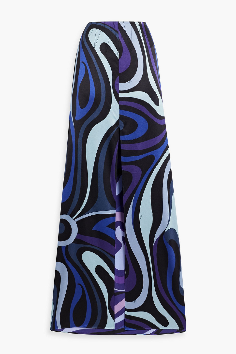 Printed silk-blend satin maxi skirt