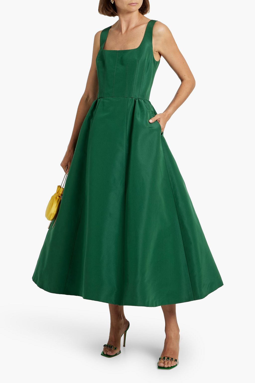 CAROLINA HERRERA Flared silk-faille midi dress