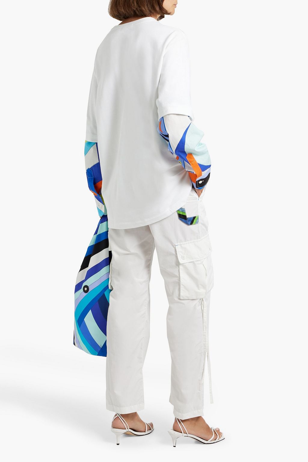 PUCCI Layered printed poplin and cotton-jersey top
