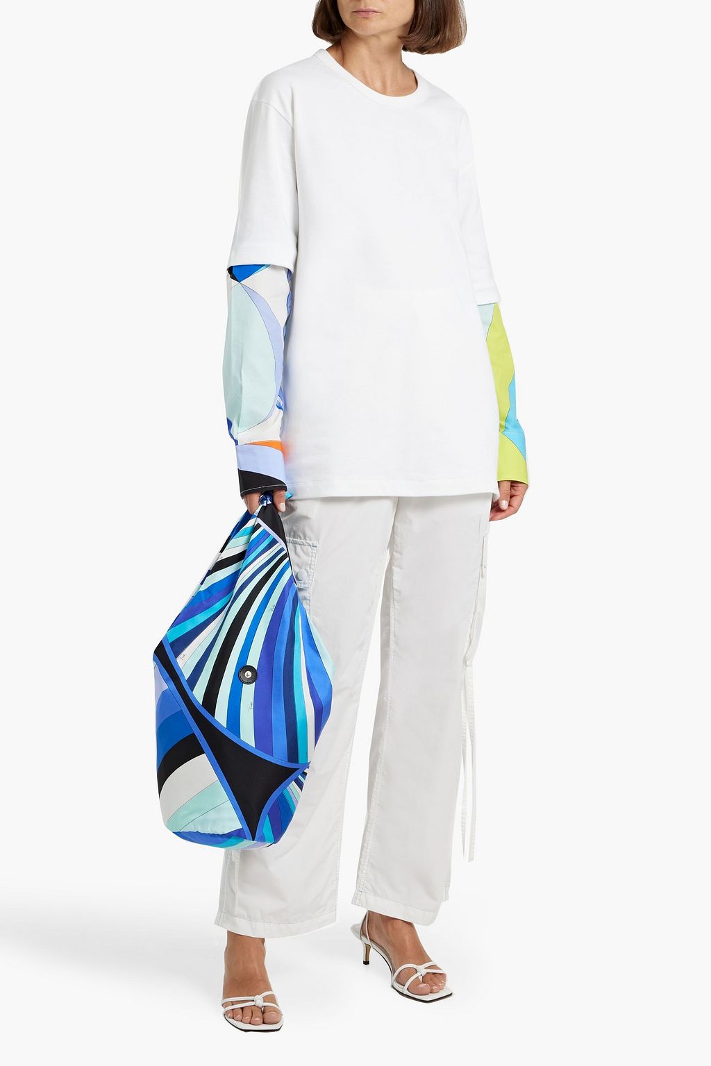 PUCCI Layered printed poplin and cotton-jersey top