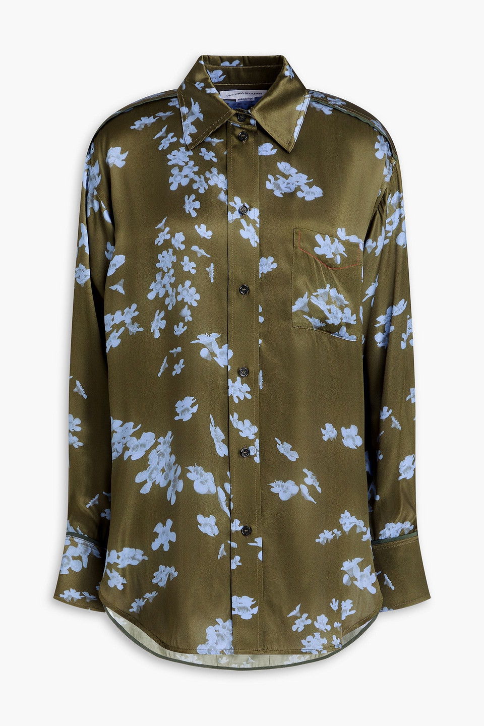 Floral-print satin shirt