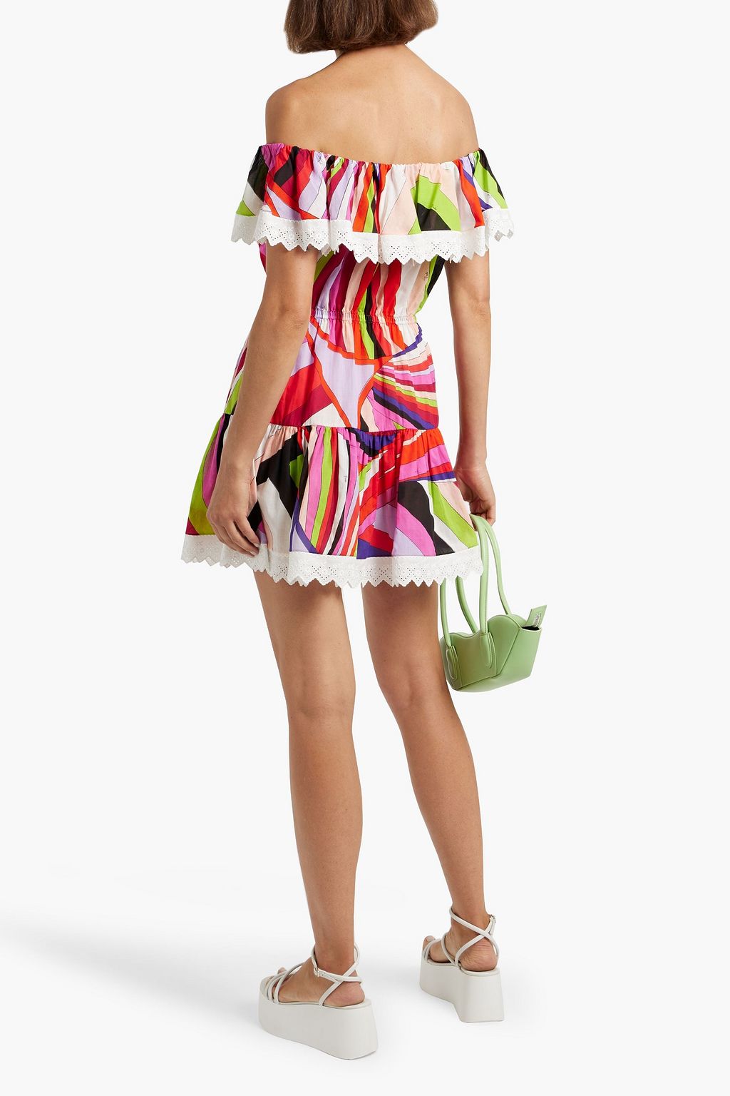 PUCCI Schulterfreies Minikleid aus Baumwollgaze mit Print