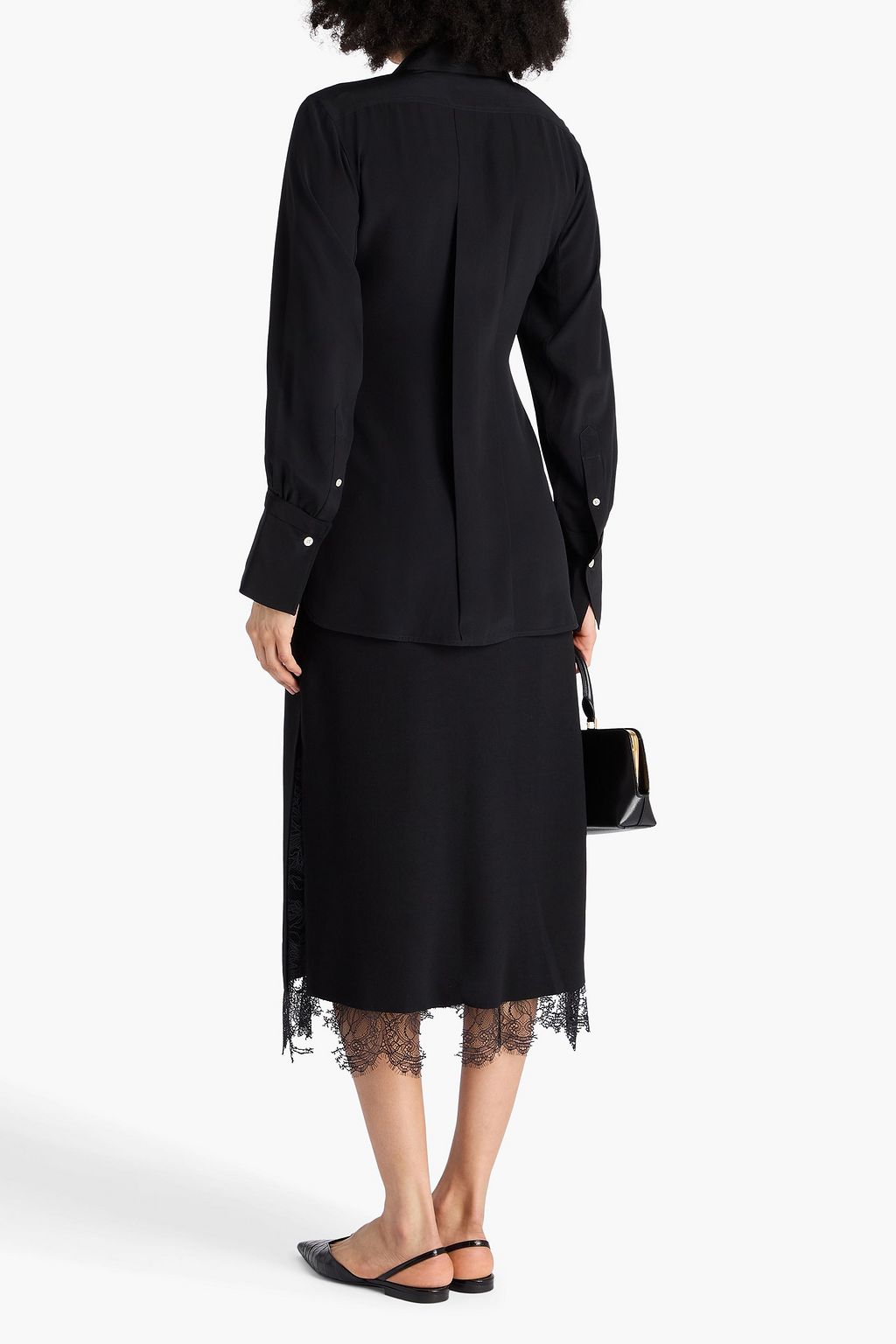 VICTORIA BECKHAM Poplin-trimmed silk crepe de chine shirt