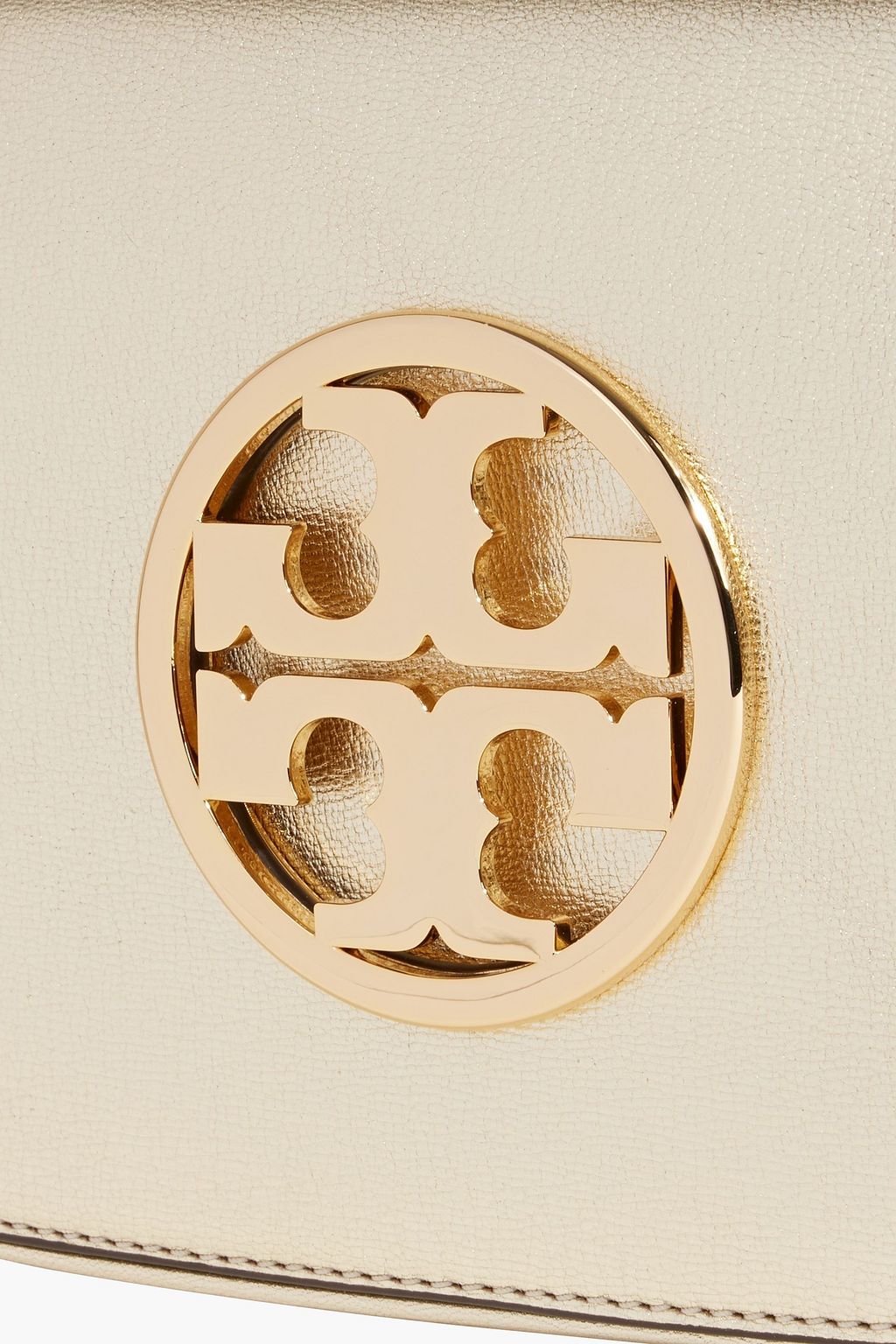 TORY BURCH Reva metallic leather clutch