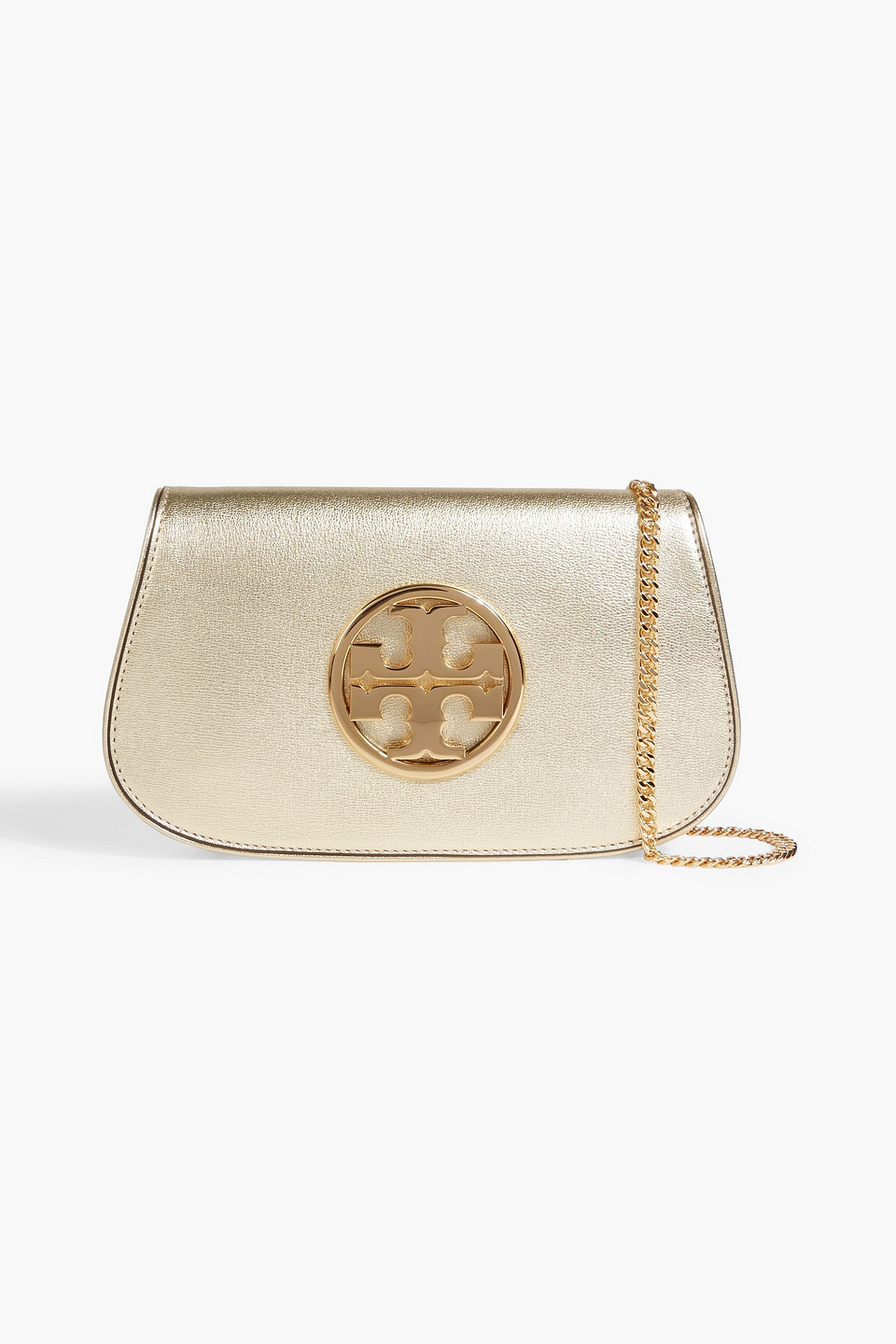 Tory Burch Reva Metallic Leather Clutch