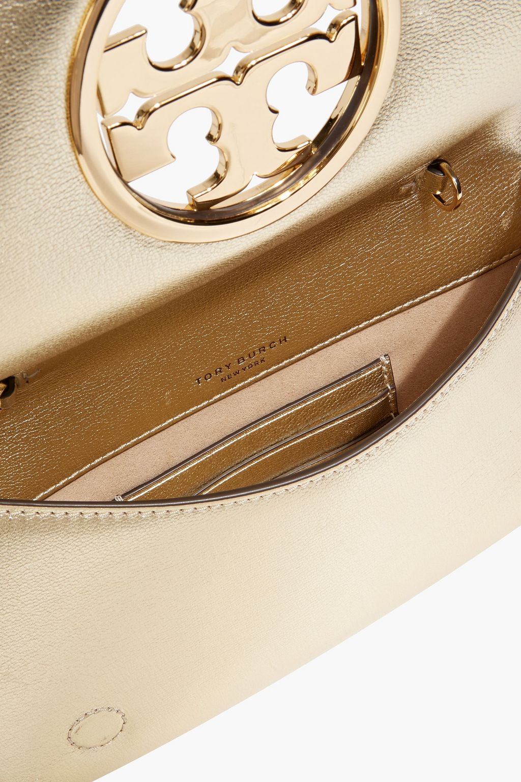 TORY BURCH Reva metallic leather clutch