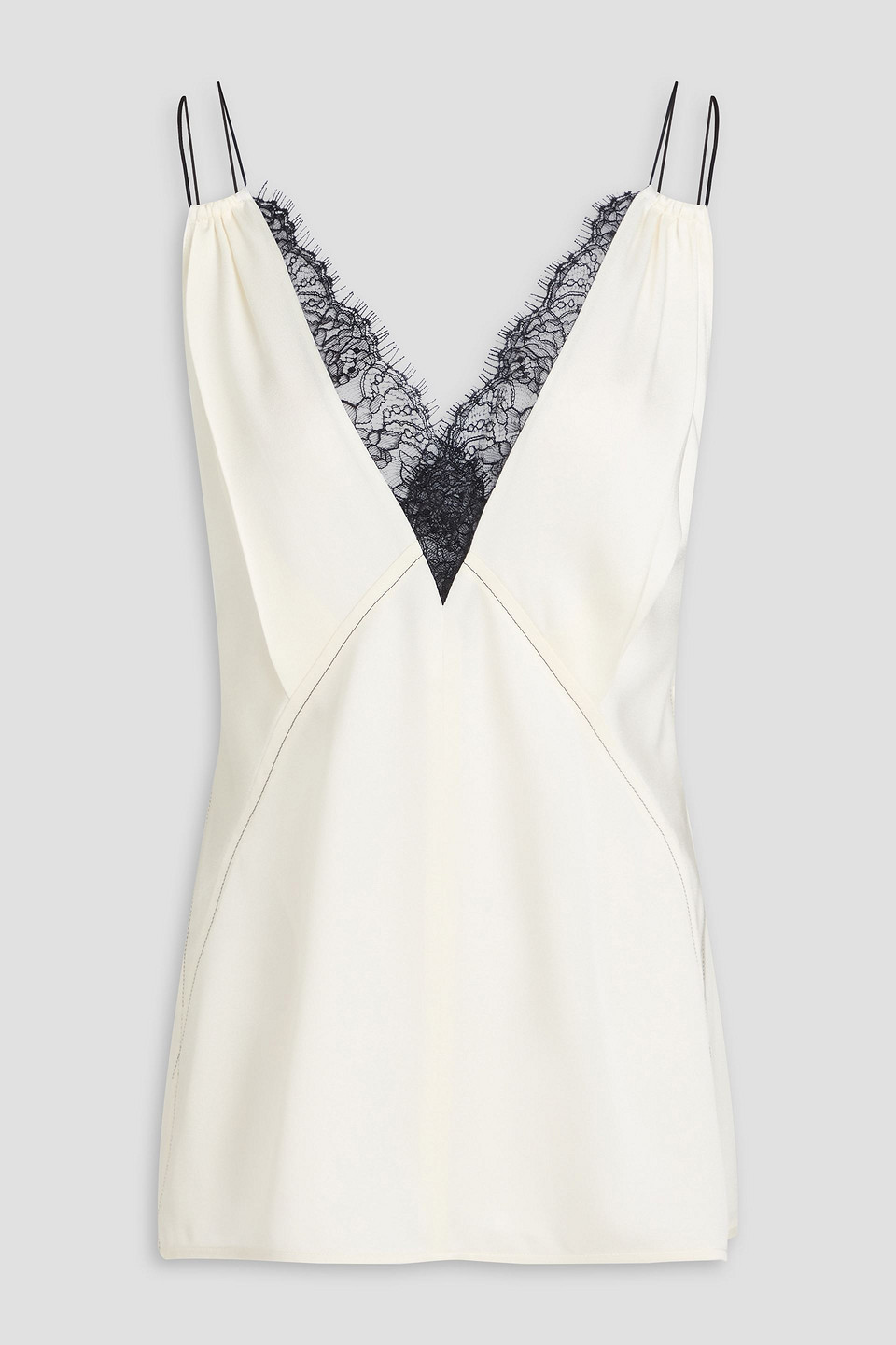 Lace-trimmed satin-crepe camisole