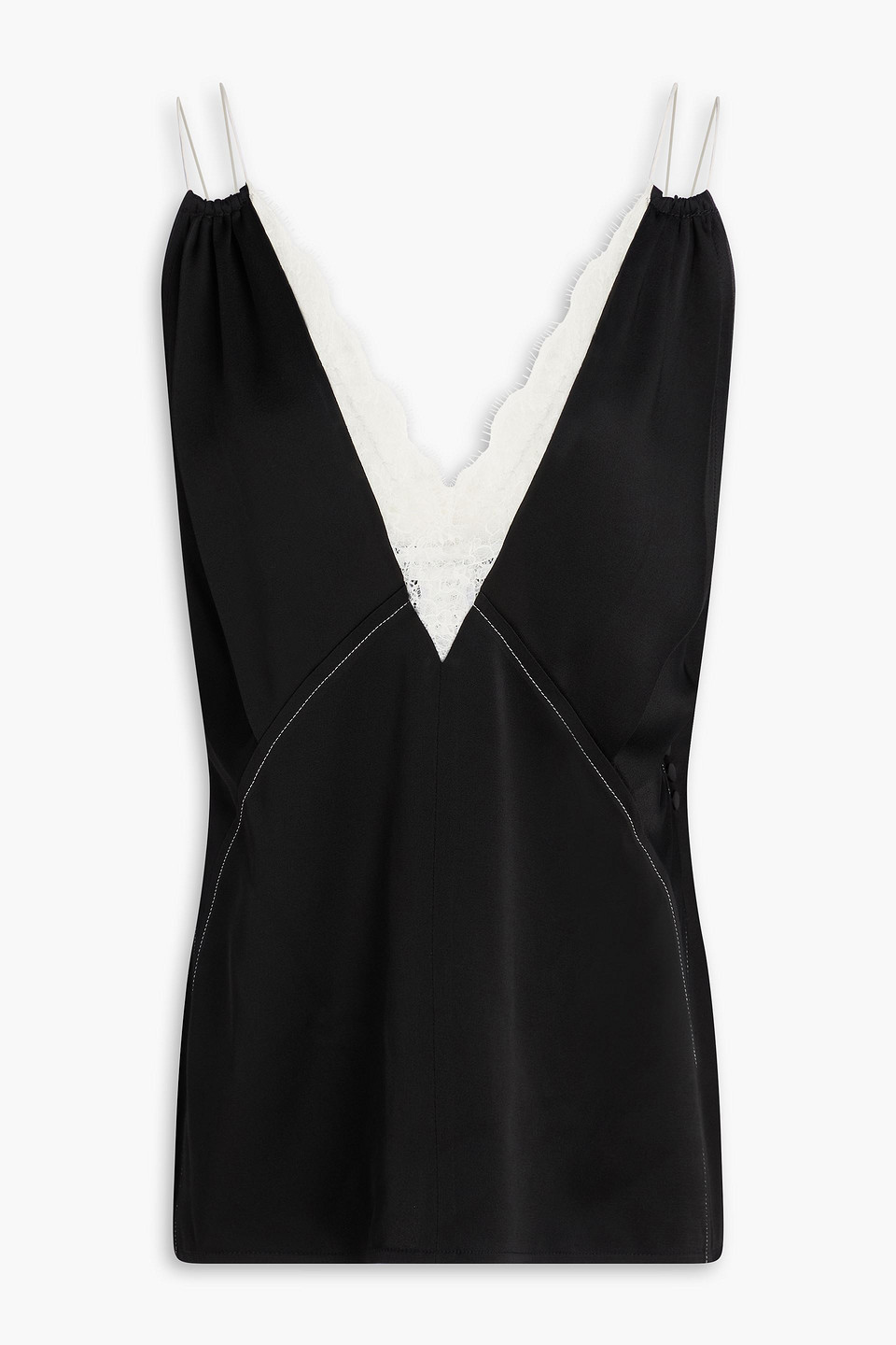 Lace-trimmed satin-crepe camisole
