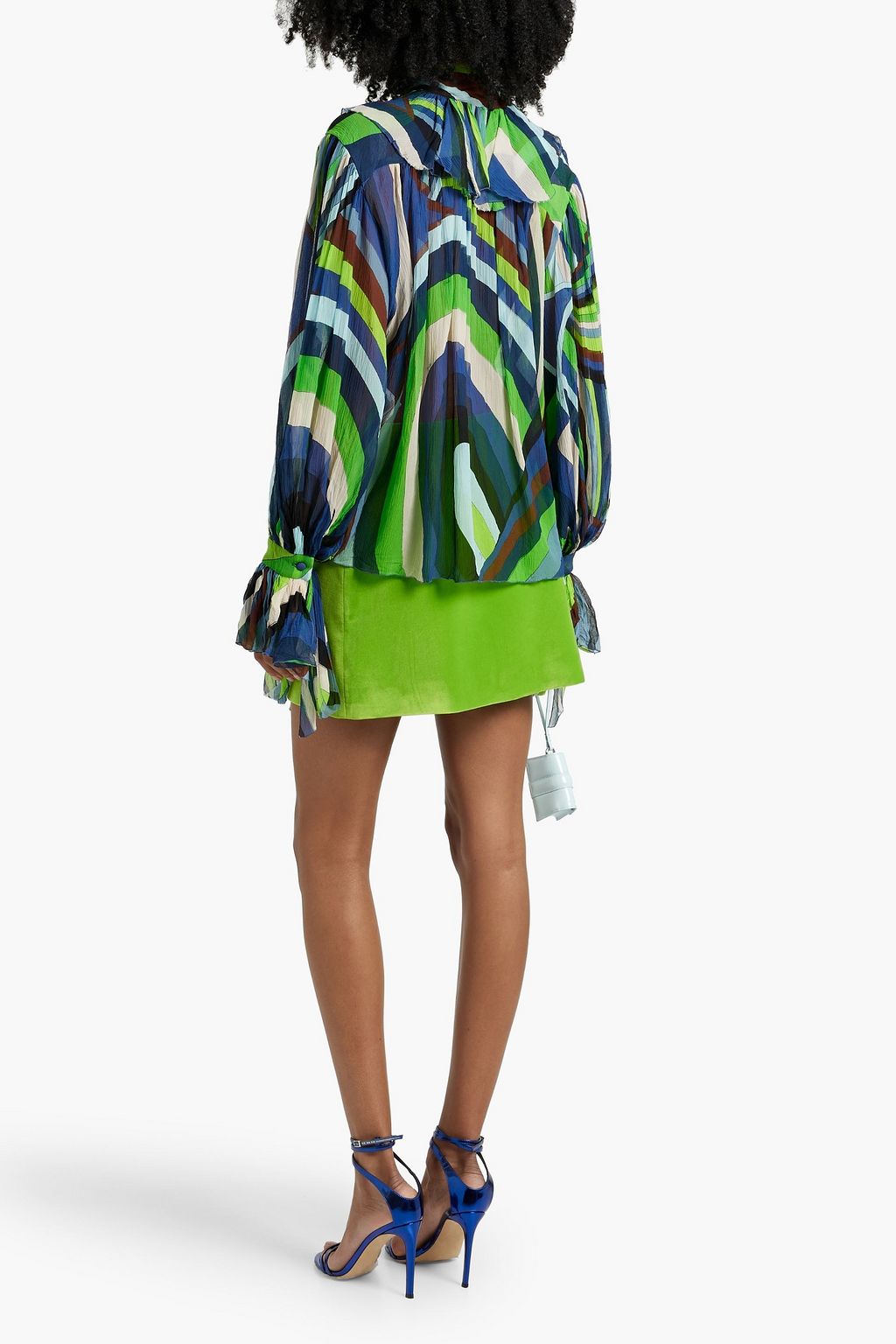 PUCCI シルクジョーゼット ブラウス リボンタイ プリント入り