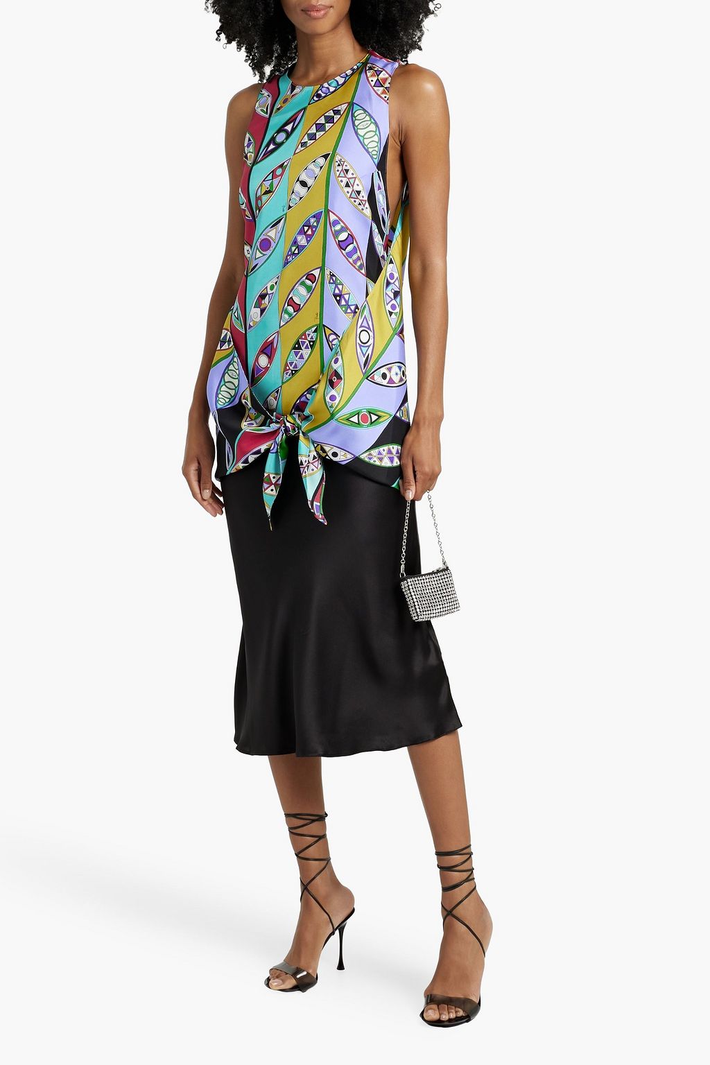 PUCCI Oberteil aus Seiden-Twill mit Print und Knotendetail