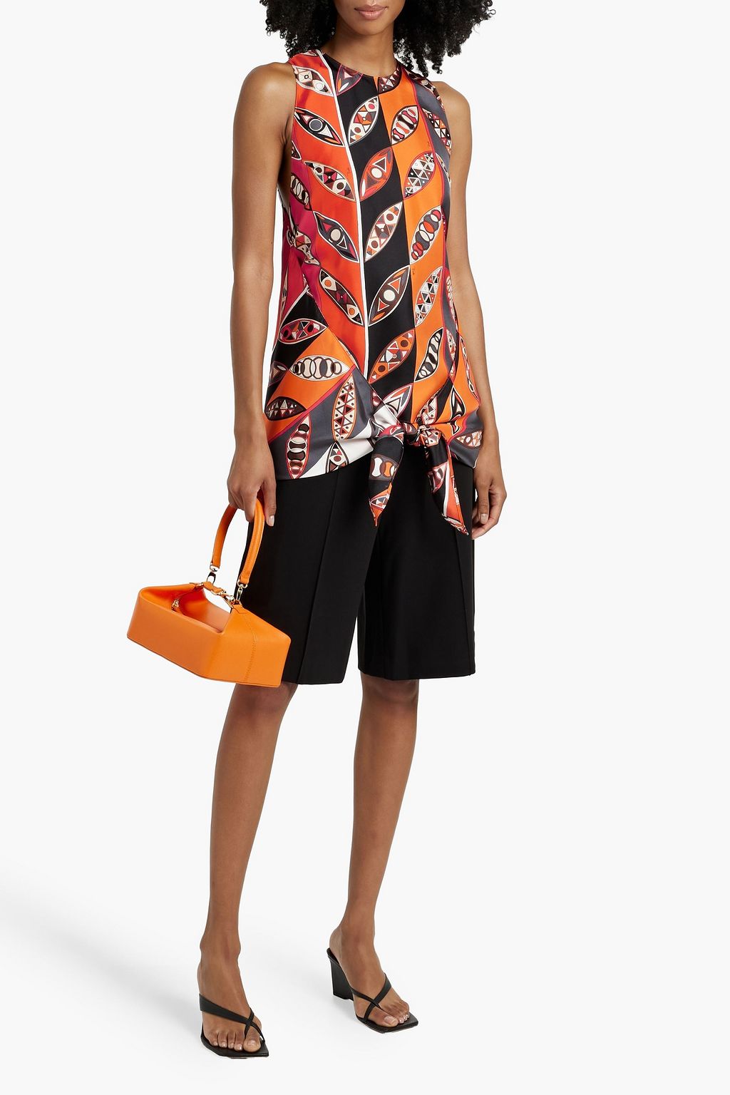 PUCCI Oberteil aus Seiden-Twill mit Print und Knotendetail