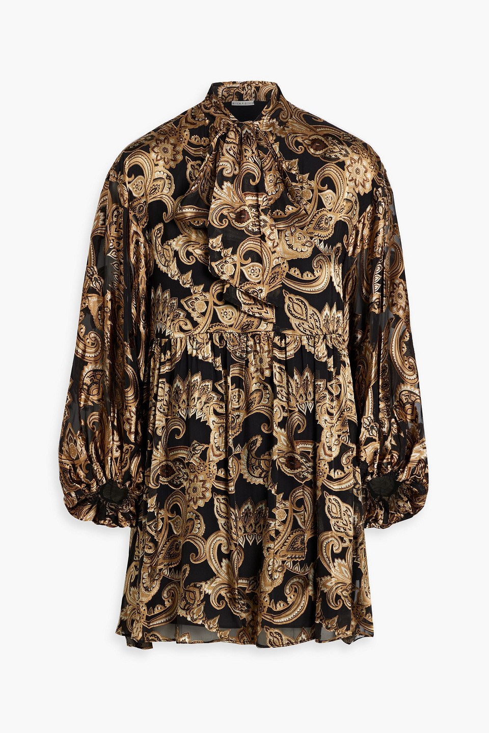Opal pussy-bow paisley-print chiffon mini dress