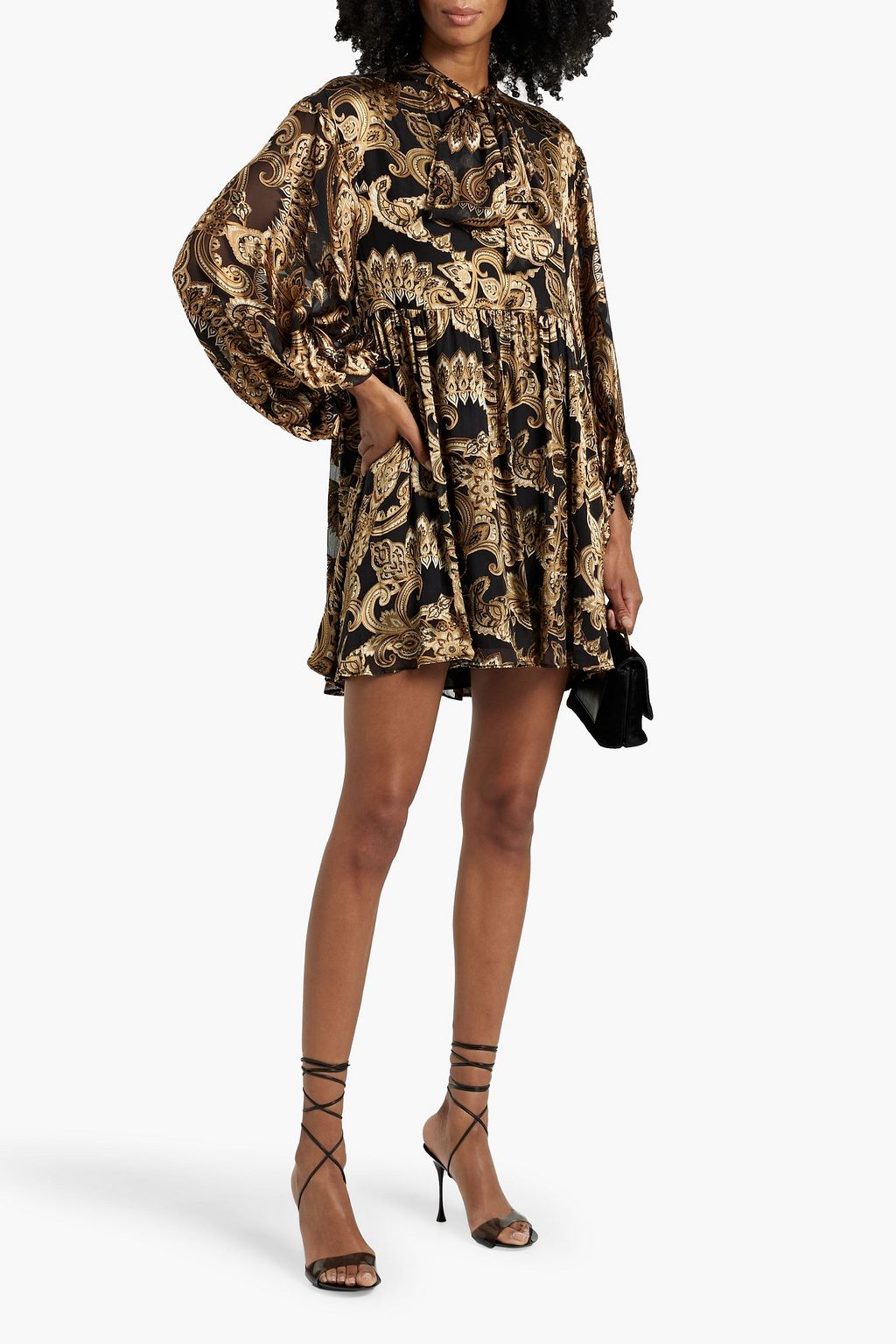 ALICE + OLIVIA Opal pussy-bow paisley-print chiffon mini dress