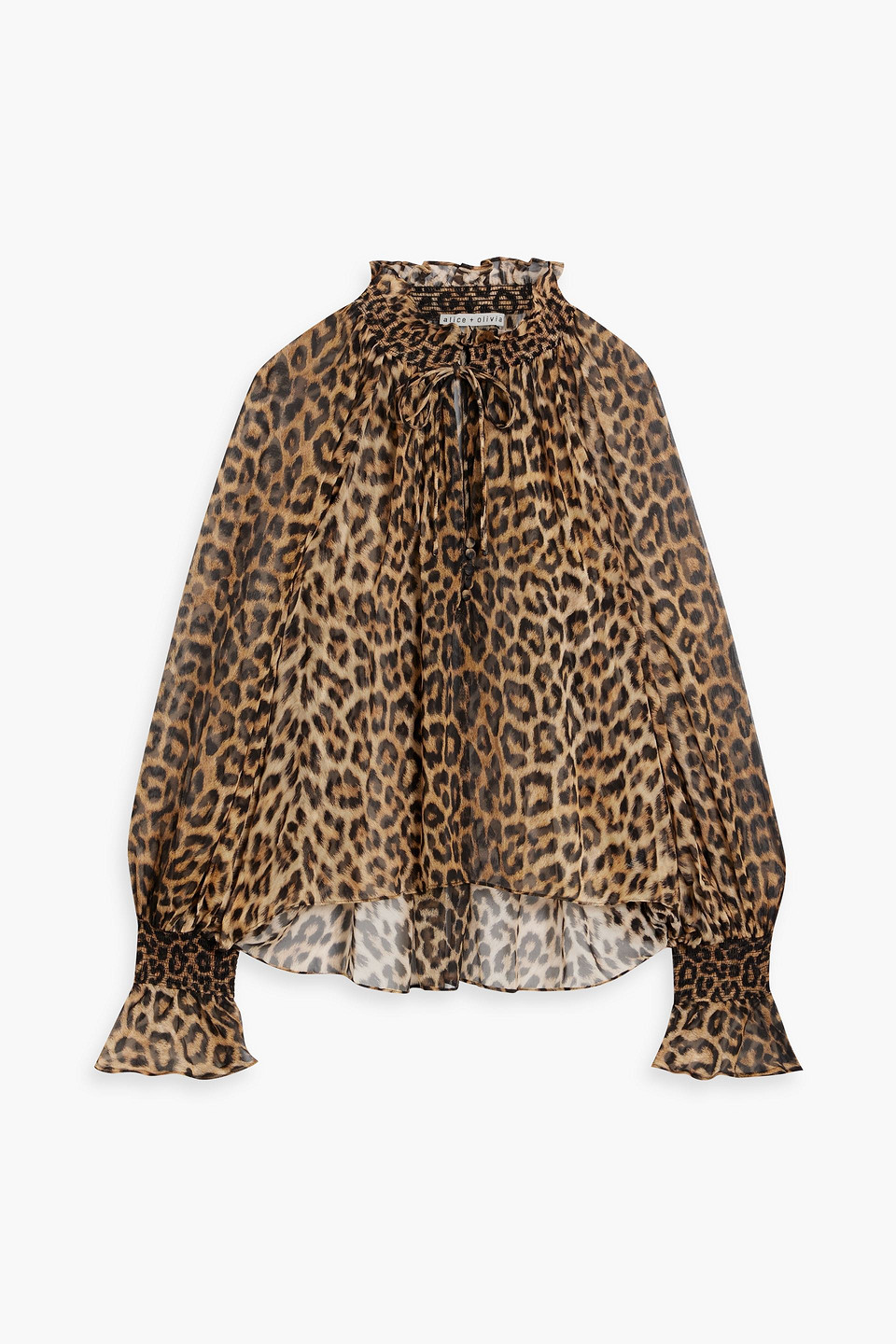 Norah ruffled leopard-print silk-chiffon blouse
