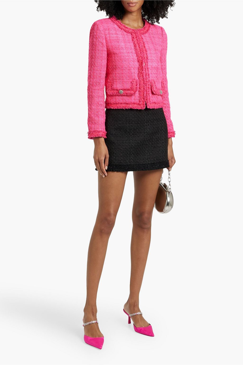 ALICE + OLIVIA Landon frayed tweed jacket