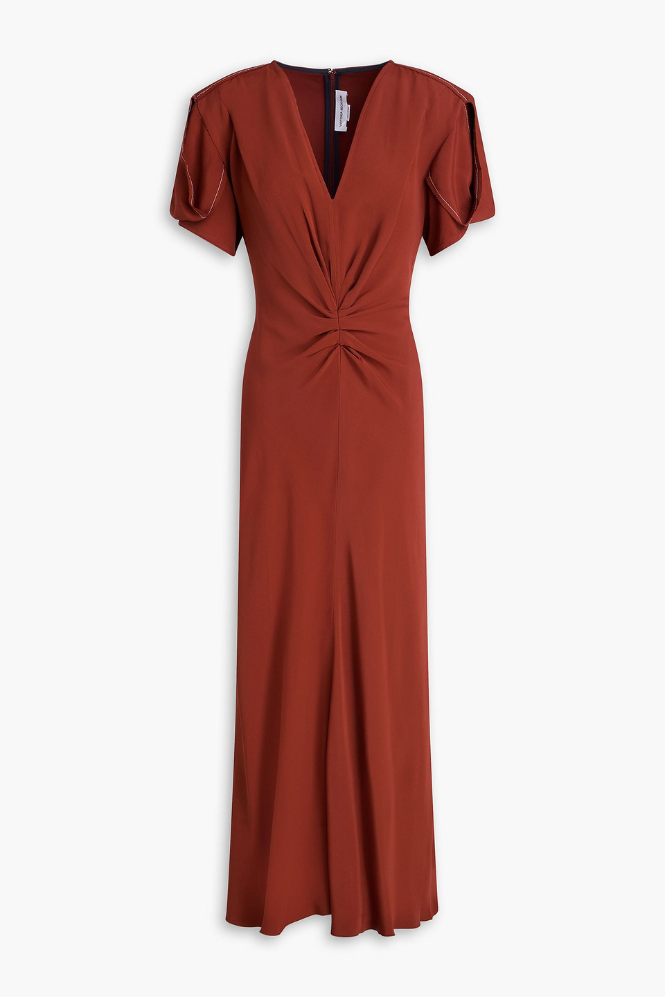 Gathered crepe midi dress