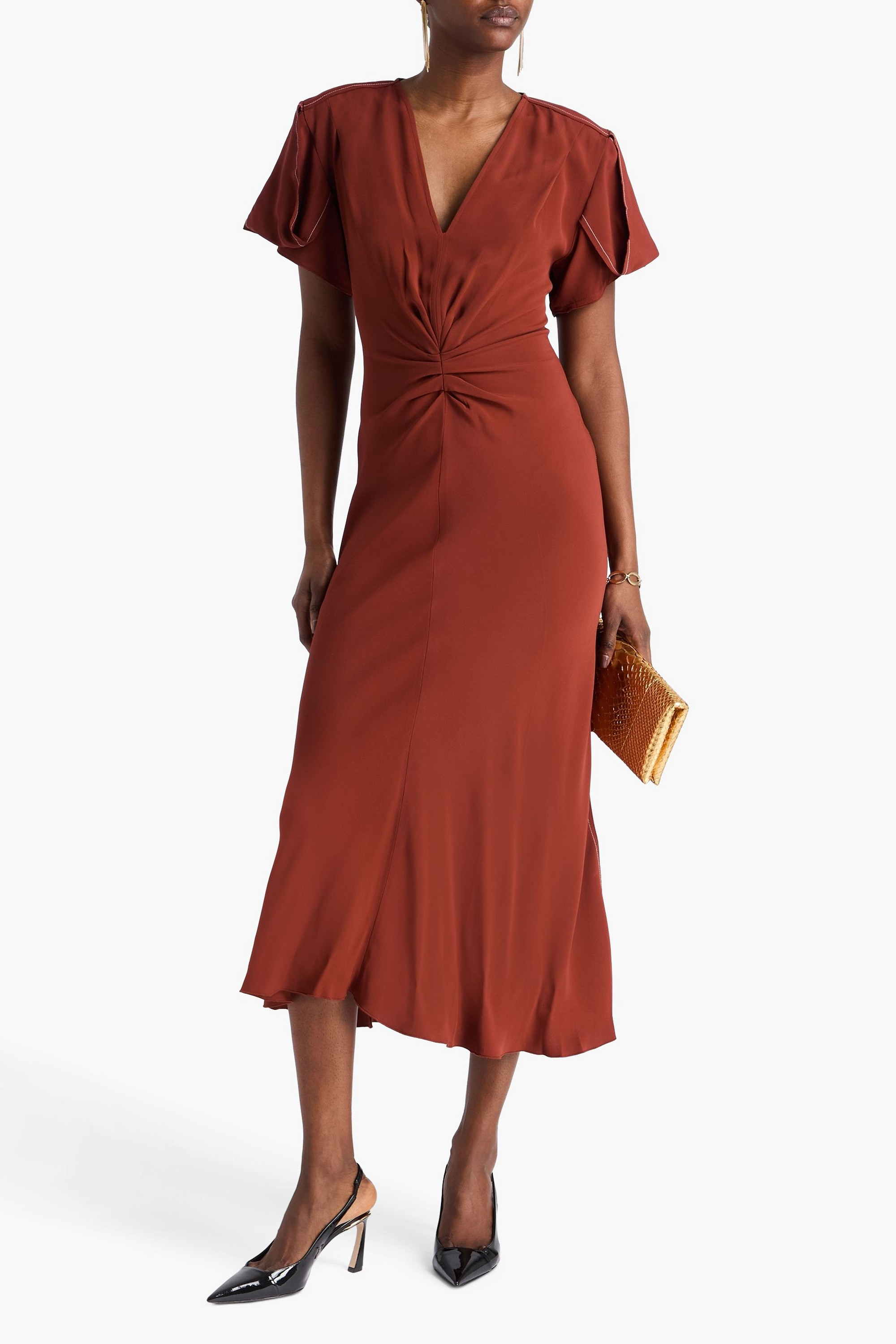 Victoria Beckham Gathered crepe midi dress