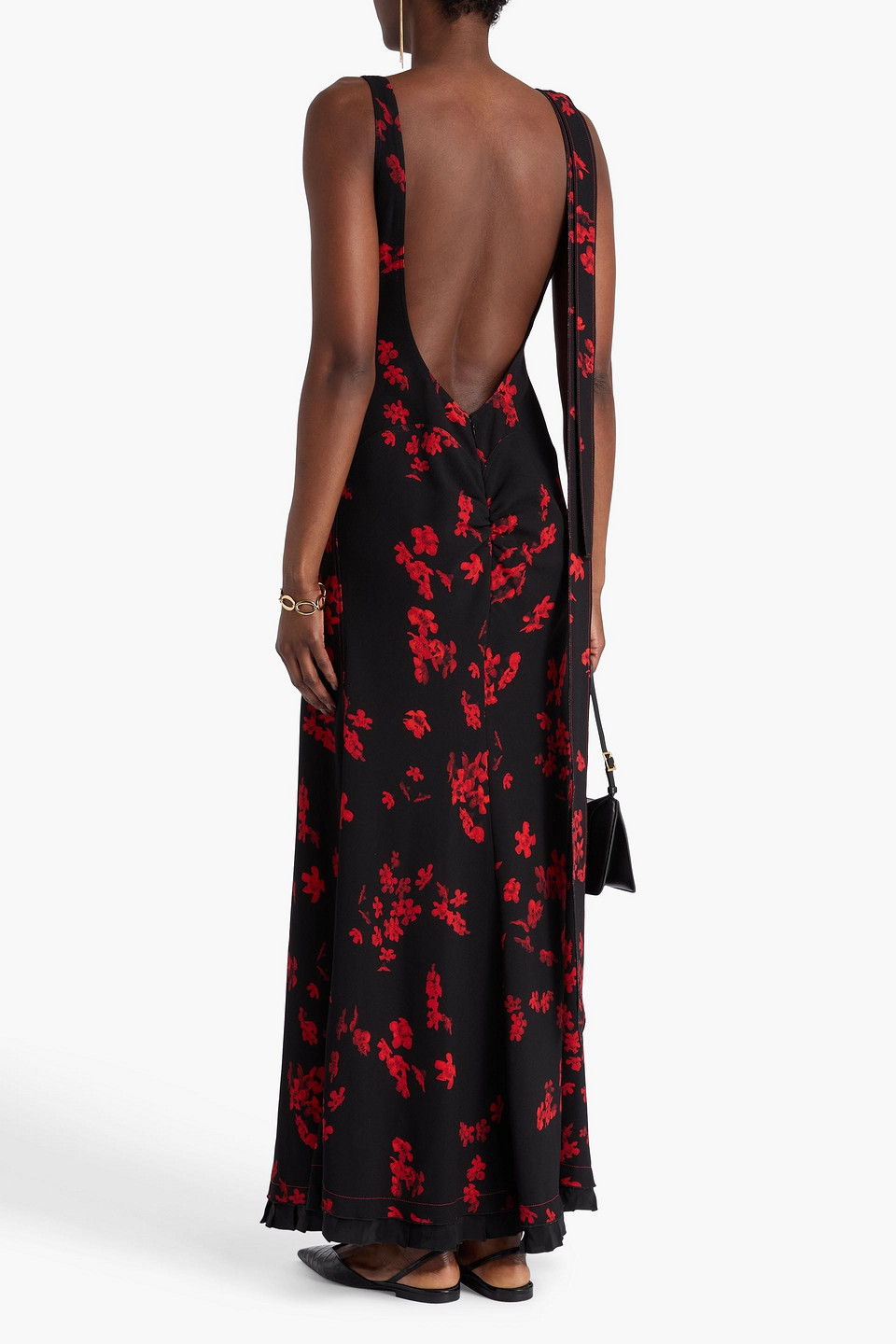Victoria Beckham Draped Floral-print Crepe Gown