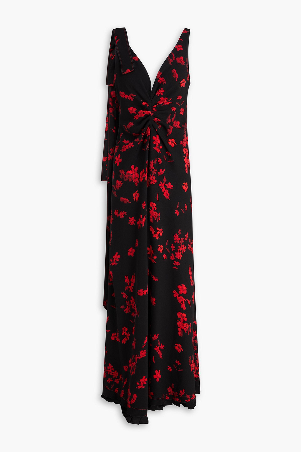Victoria Beckham Draped Floral-print Crepe Gown