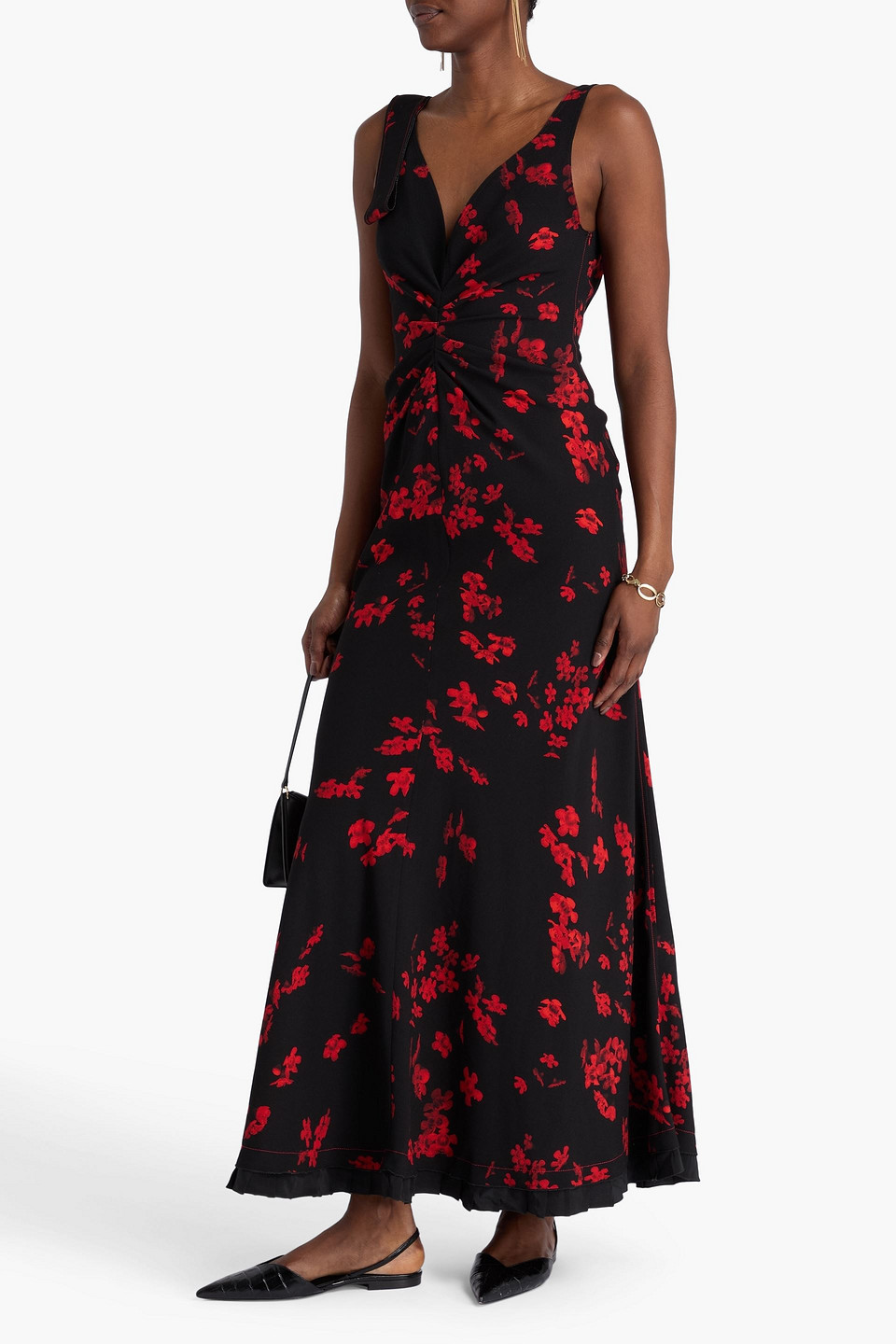 Victoria Beckham Draped Floral-print Crepe Gown