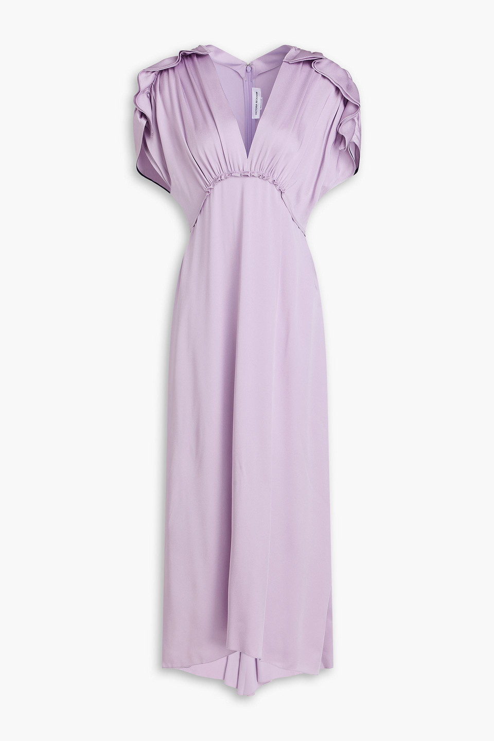 Victoria Beckham Ruffled Satin-crepe Midi Dress In Purple