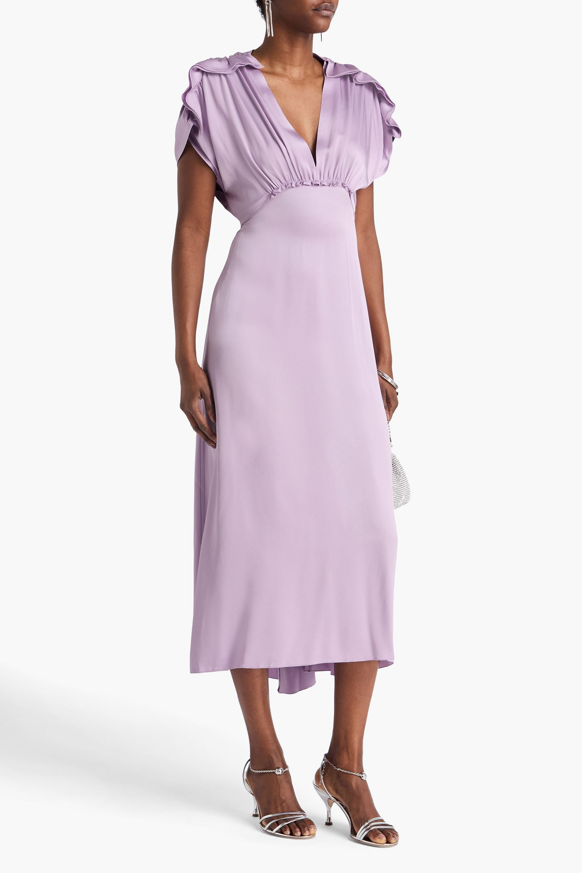 Victoria Beckham Ruffled satin-crepe midi dress