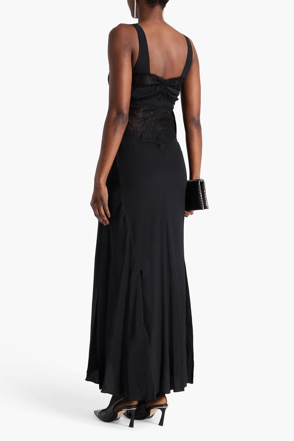 Victoria Beckham Silk Crepe De Chine And Corded Lace Maxi Dress