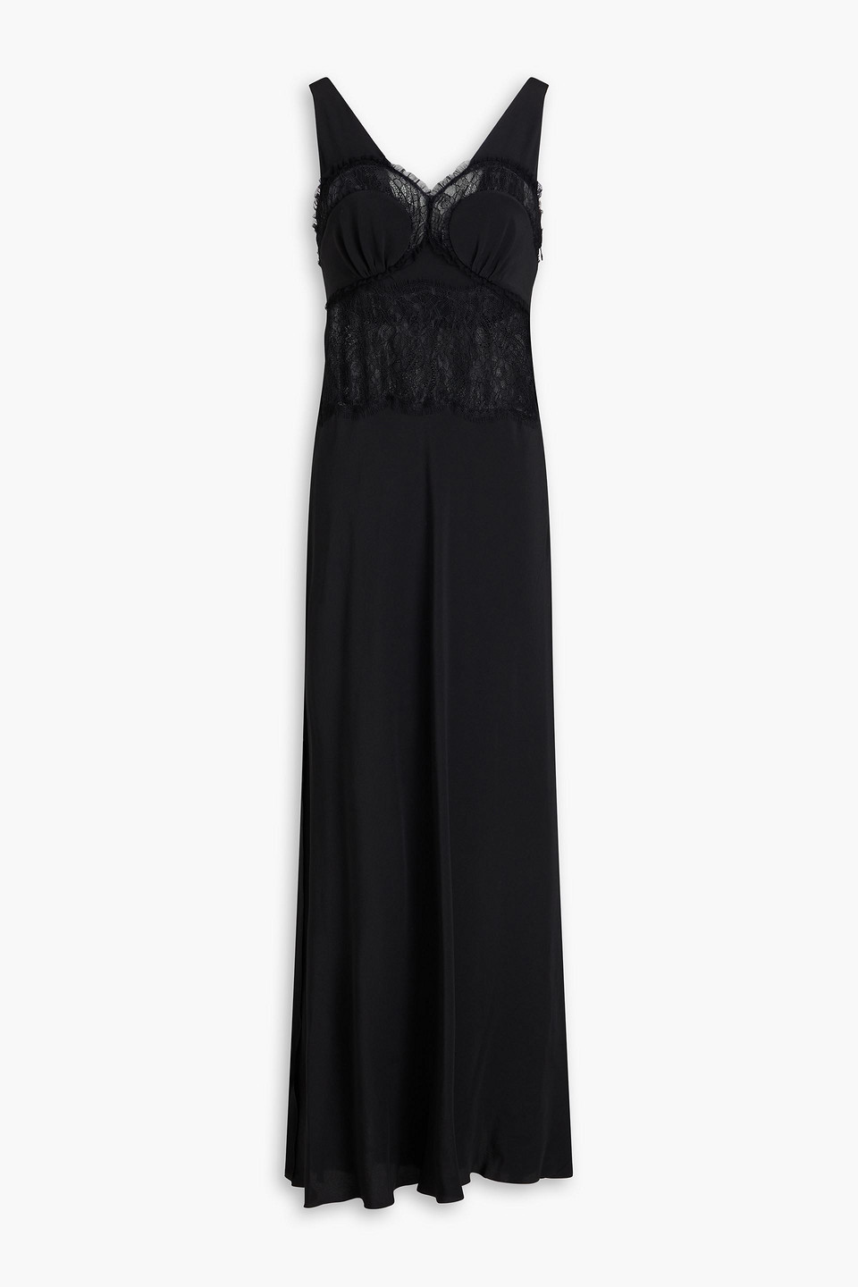 Victoria Beckham Silk Crepe De Chine And Corded Lace Maxi Dress