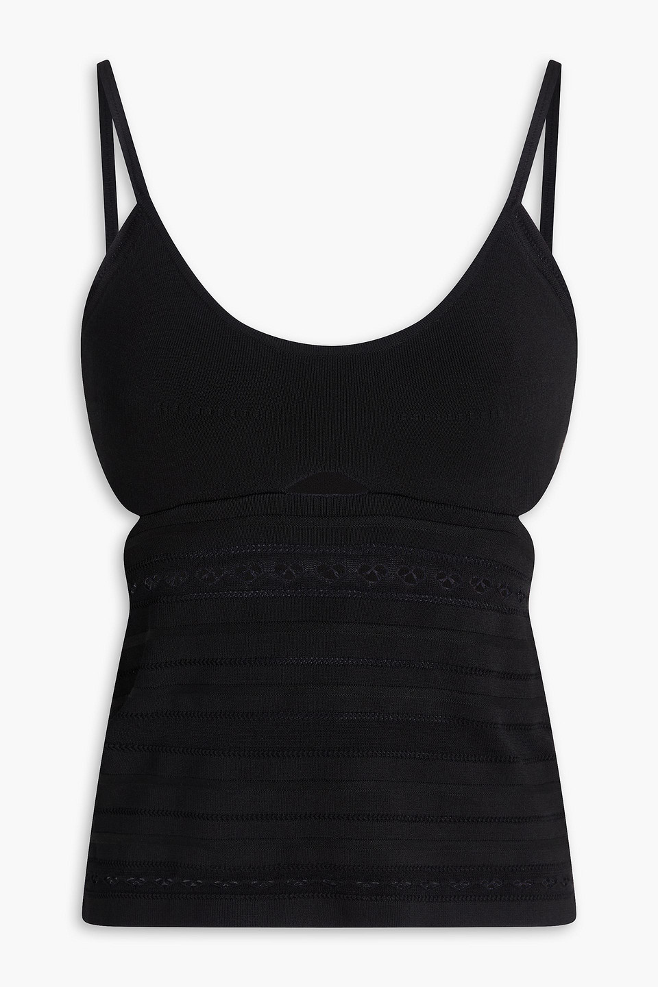 Cami cutout pointelle-knit top