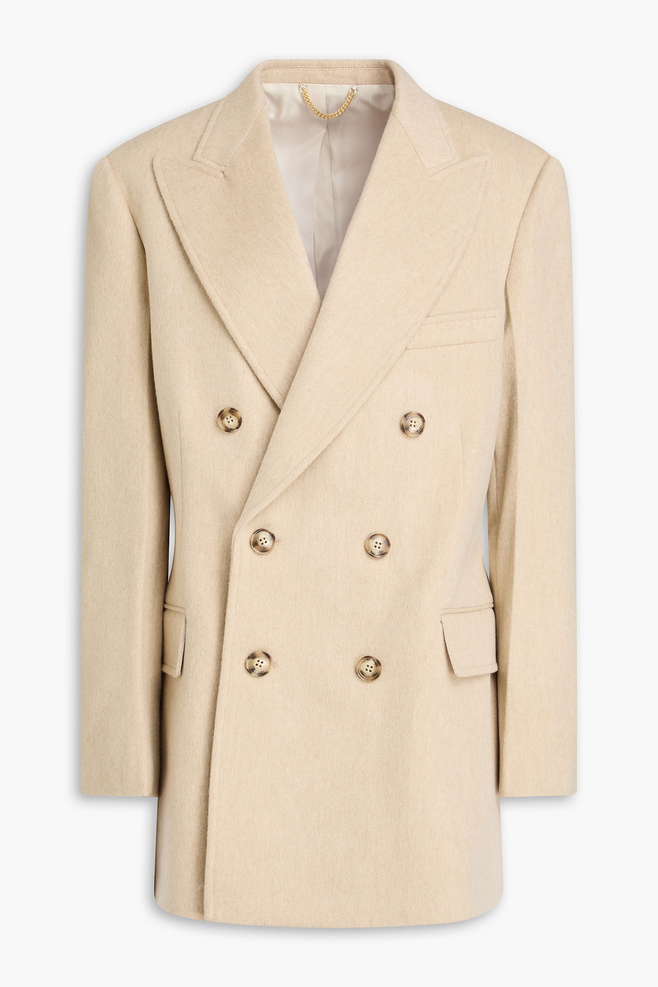 Victoria Beckham Double-breasted Wool And Cashmere-blend Felt Blazer In Brown
