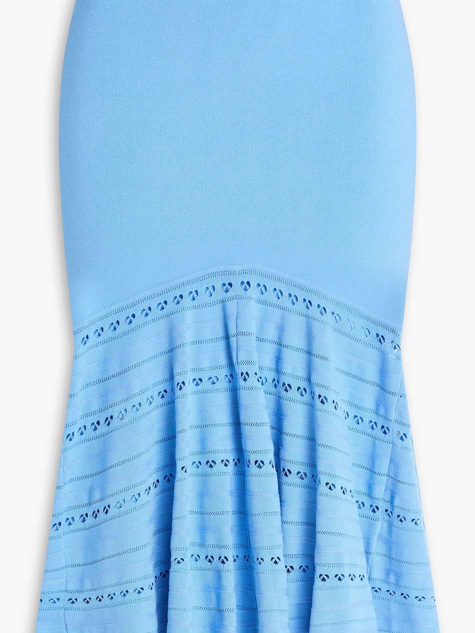 flared pointelle-knit midi skirt