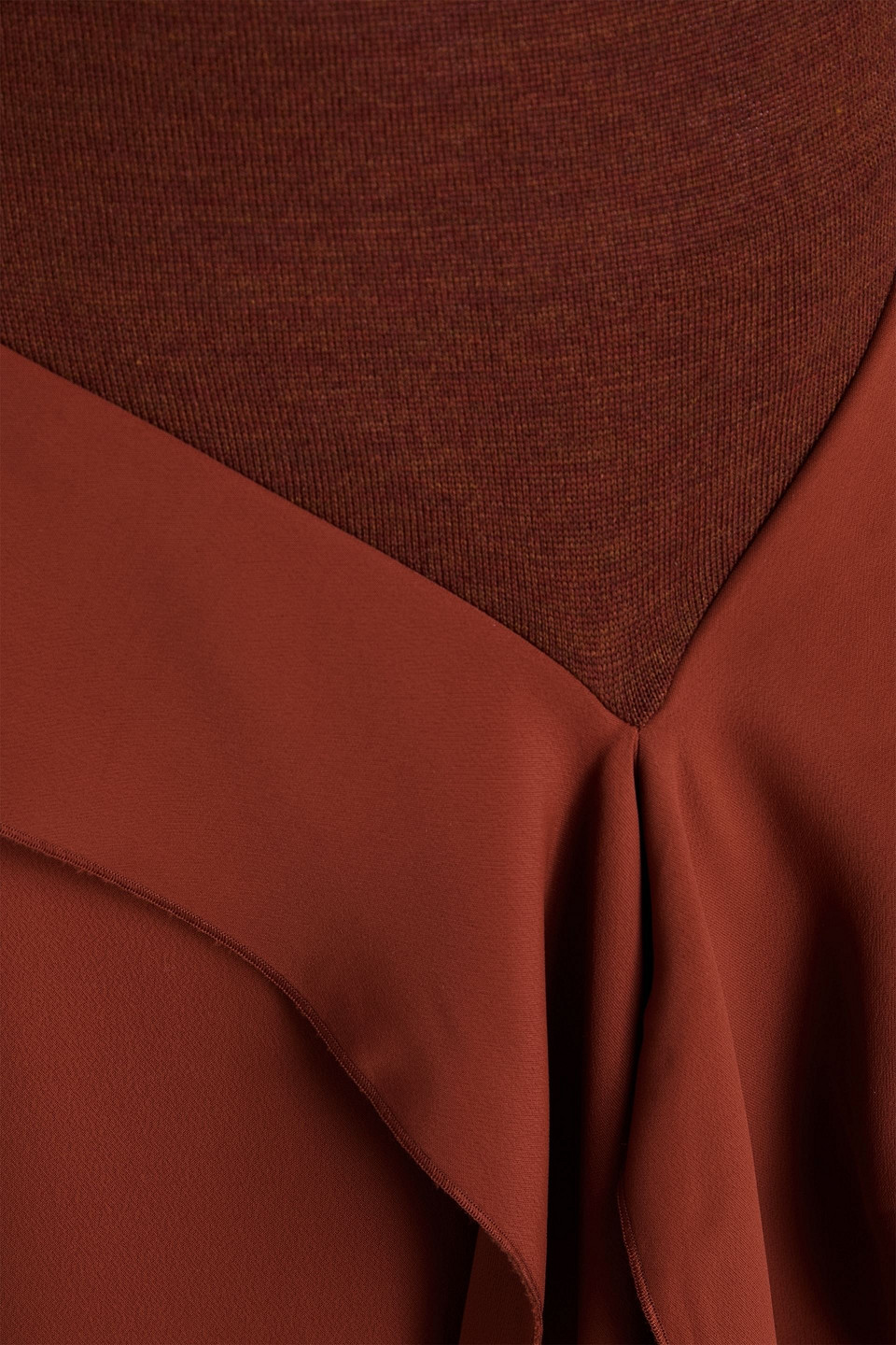 Victoria Beckham Draped Crepe And Wool Turtleneck Maxi Dress In Brown