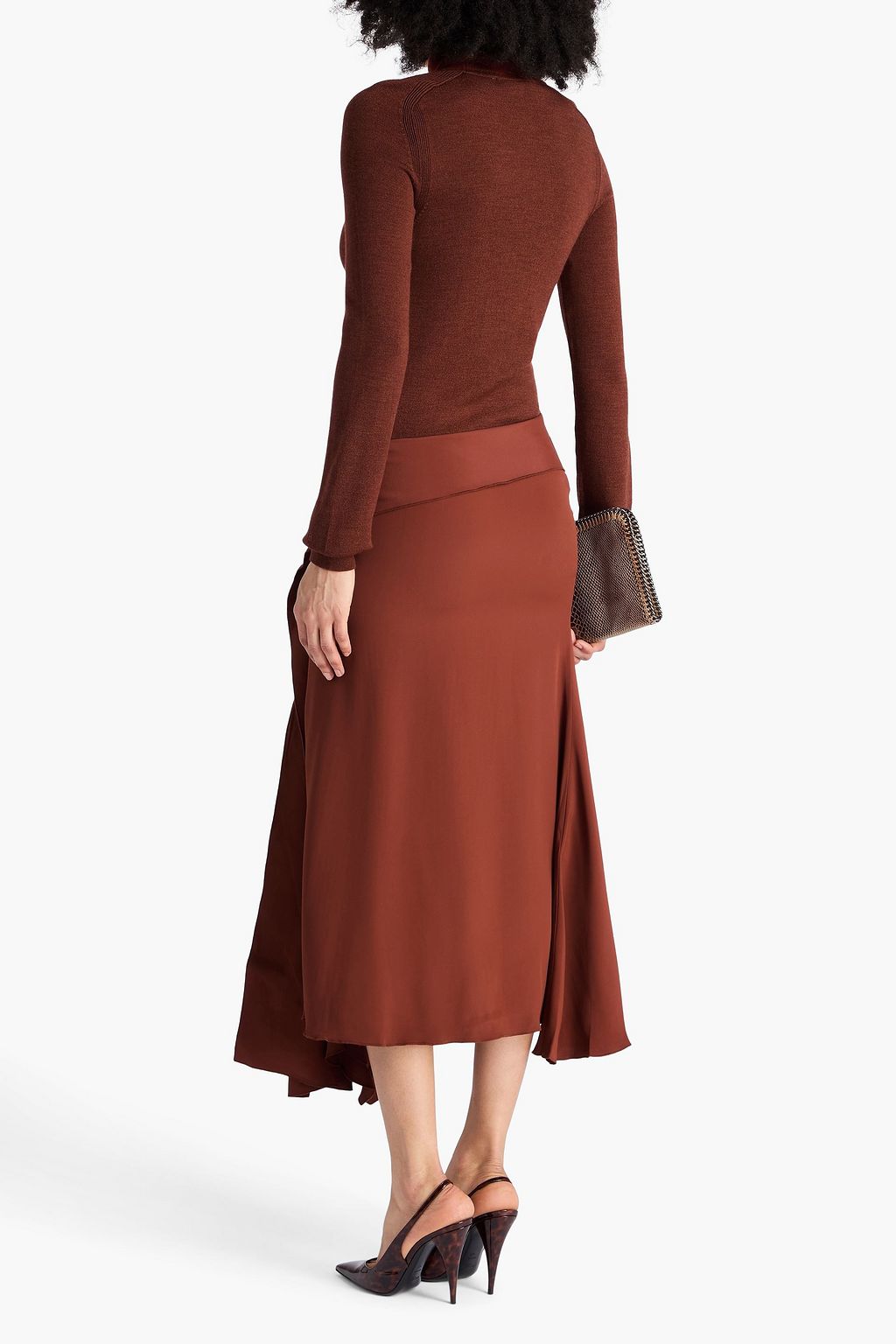 VICTORIA BECKHAM クレープ&ウール タートルネック マキシワンピース ドレープ入り