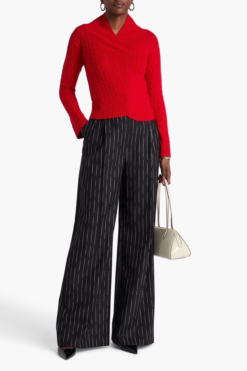 VICTORIA BECKHAM ケーブルニット メリノウール ラップ風セーター