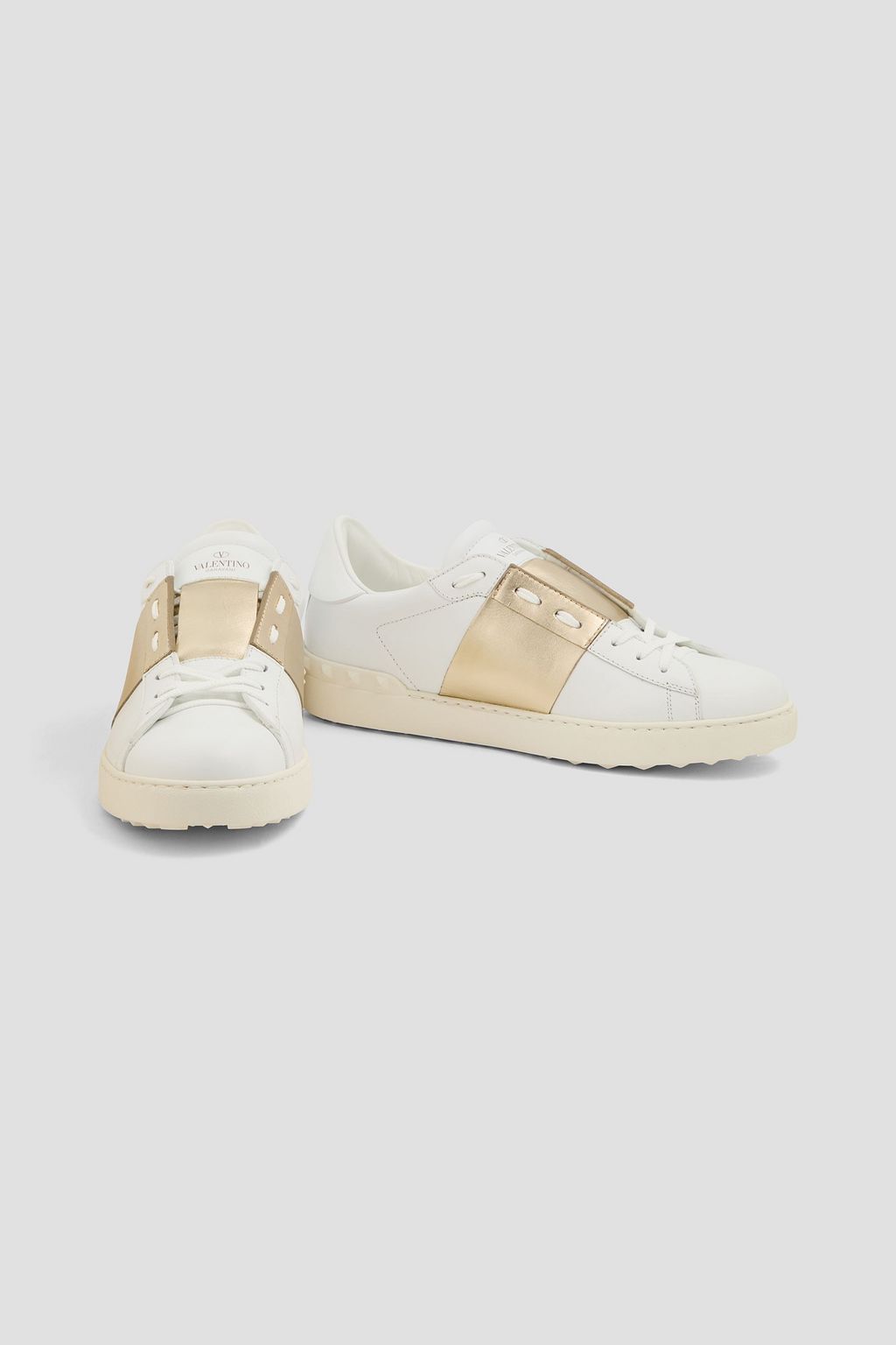 VALENTINO GARAVANI Open metallic leather sneakers