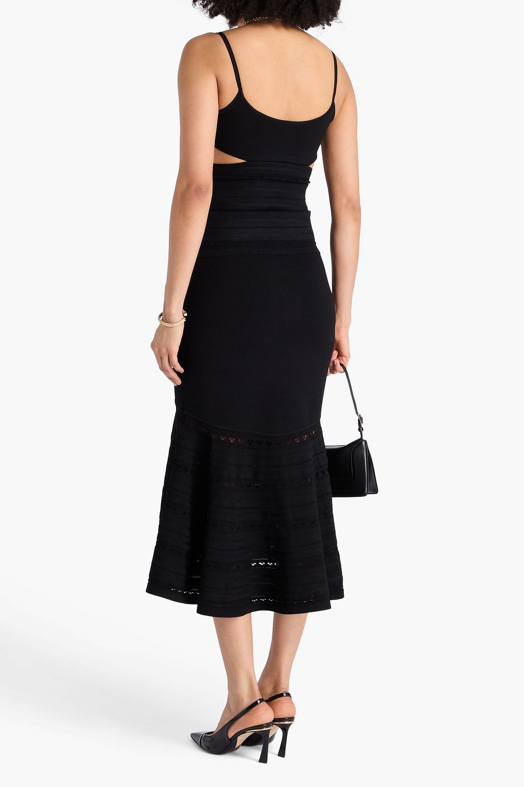 VICTORIA BECKHAM Flared pointelle-knit midi skirt