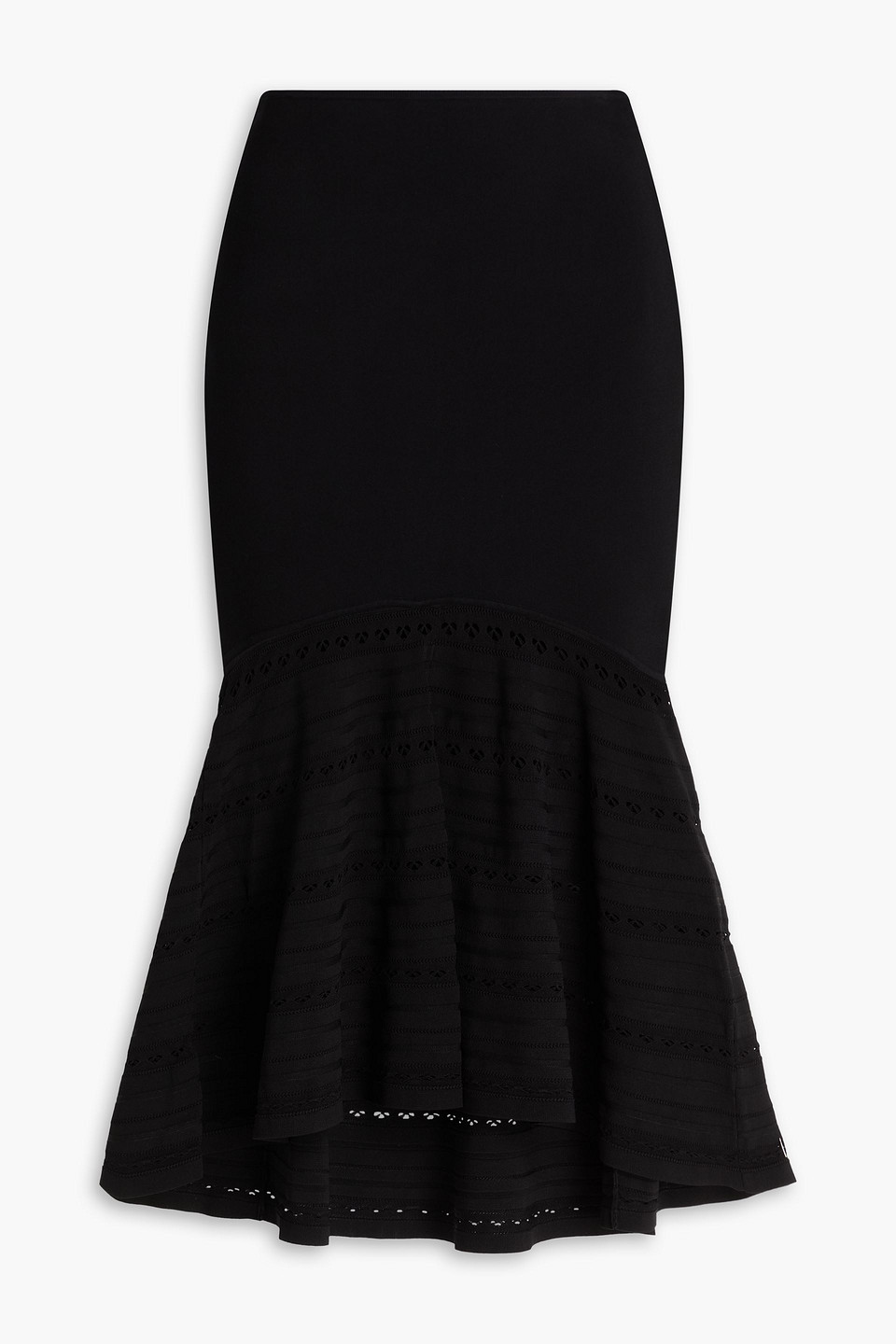 Victoria Beckham Flared Pointelle-knit Midi Skirt