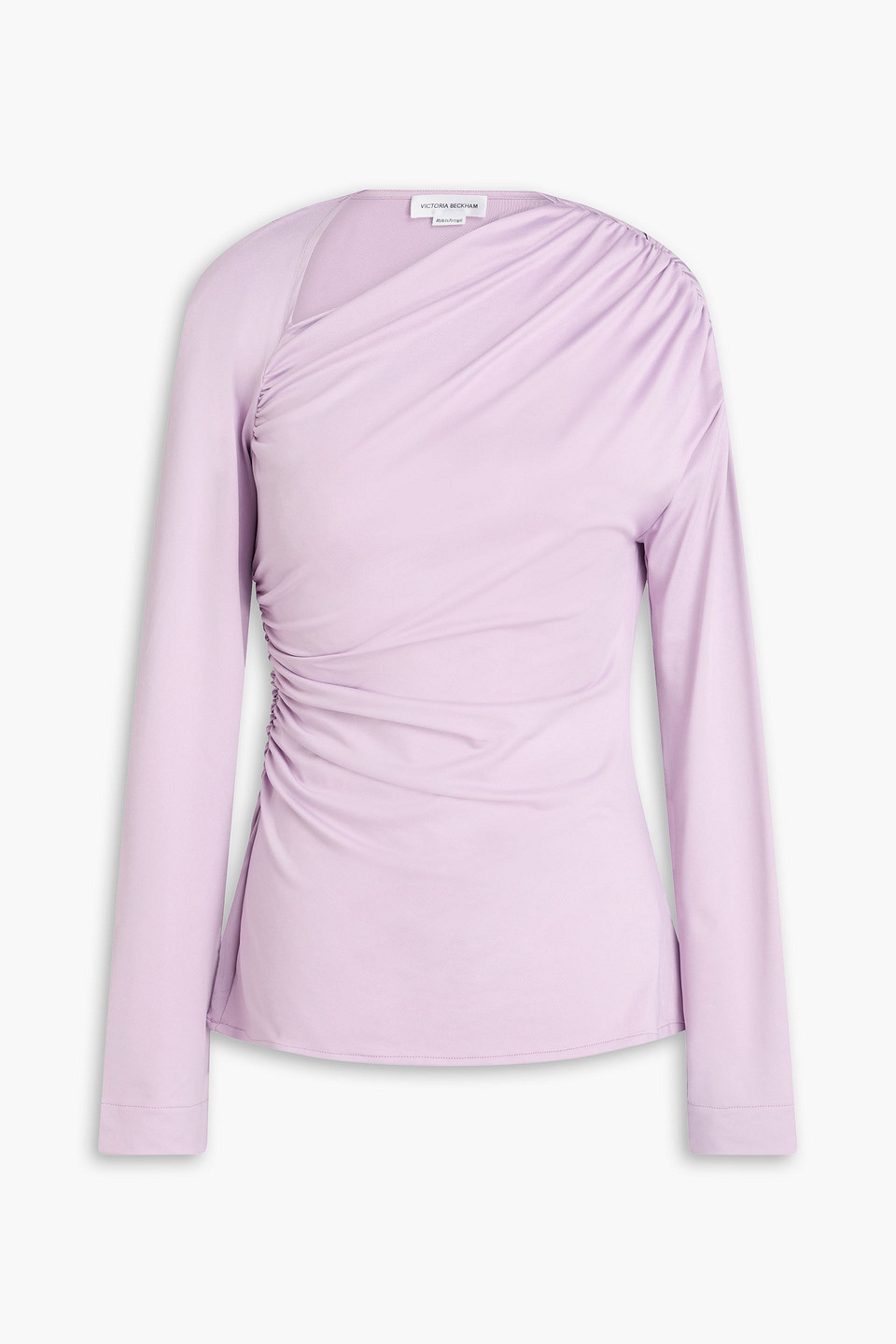 Victoria Beckham Fluid Asymmetric Draped Jersey Top In Pink