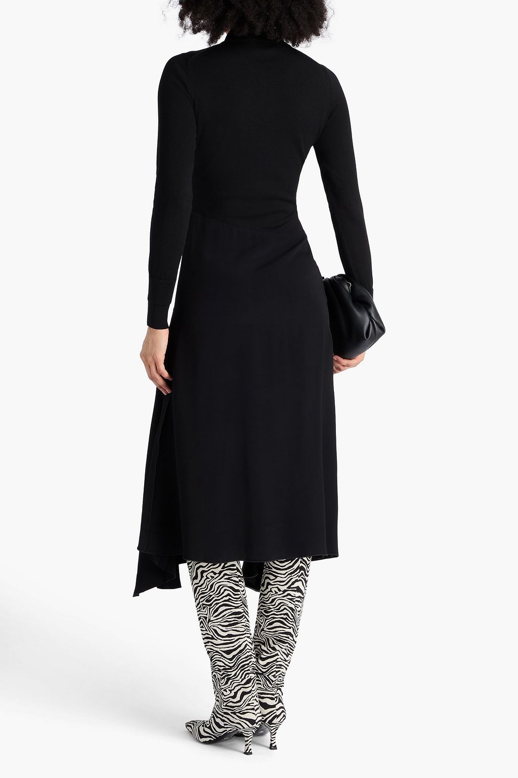 VICTORIA BECKHAM Crepe-paneled wool midi shirt dress