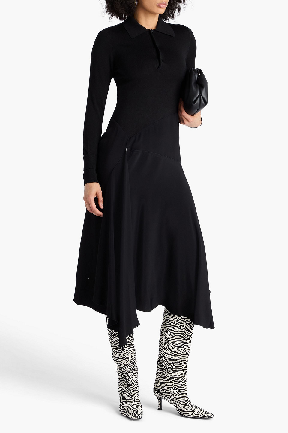 Victoria Beckham Henley Midi Dress In Black
