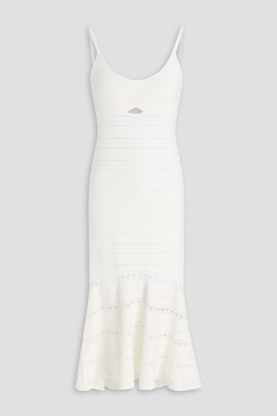 Cutout pointelle-knit midi dress