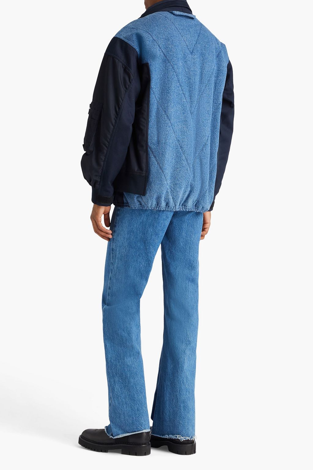 VALENTINO GARAVANI Denim-paneled shell hooded jacket