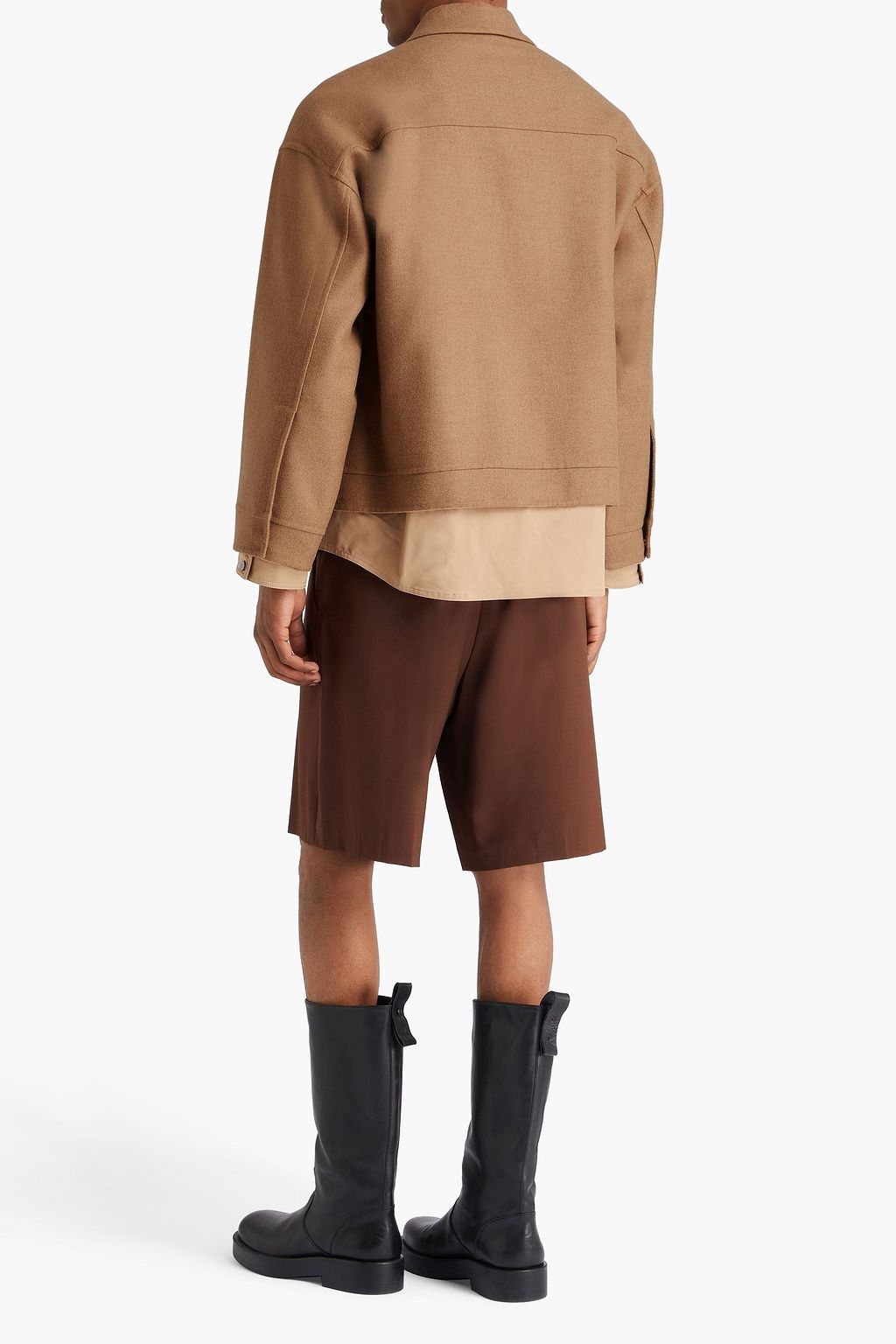 VALENTINO GARAVANI Layered shell and camel wool-blend twill jacket