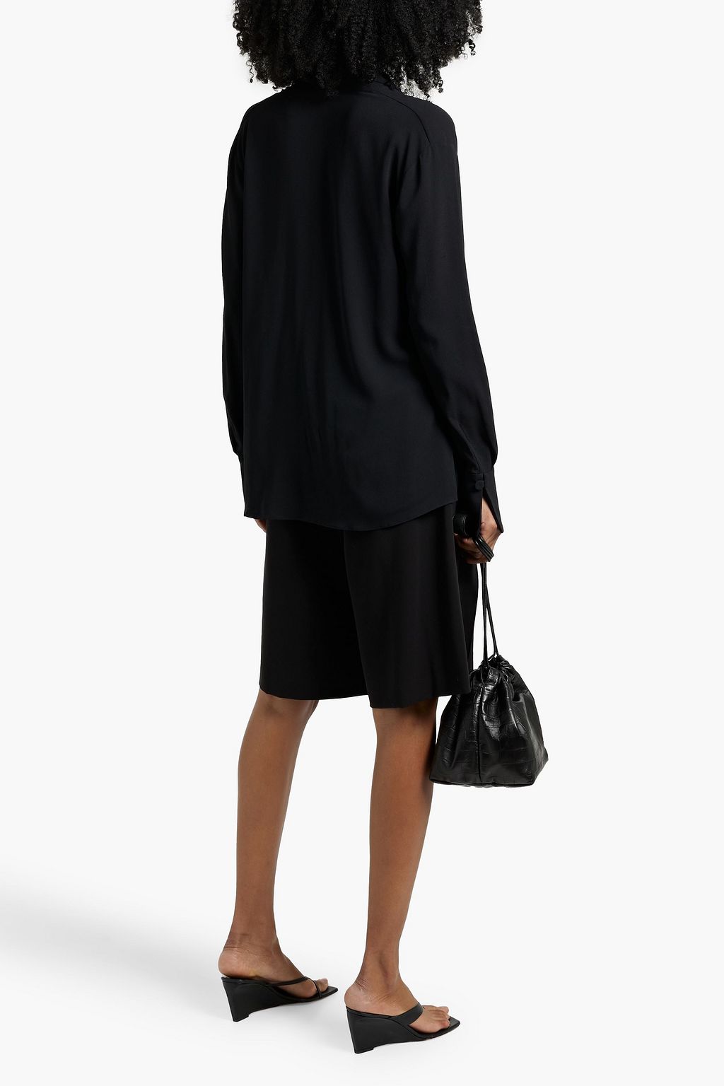 ANOTHER TOMORROW Draped stretch-crepe blouse
