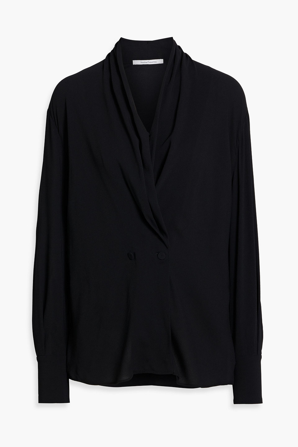 Draped stretch-crepe blouse