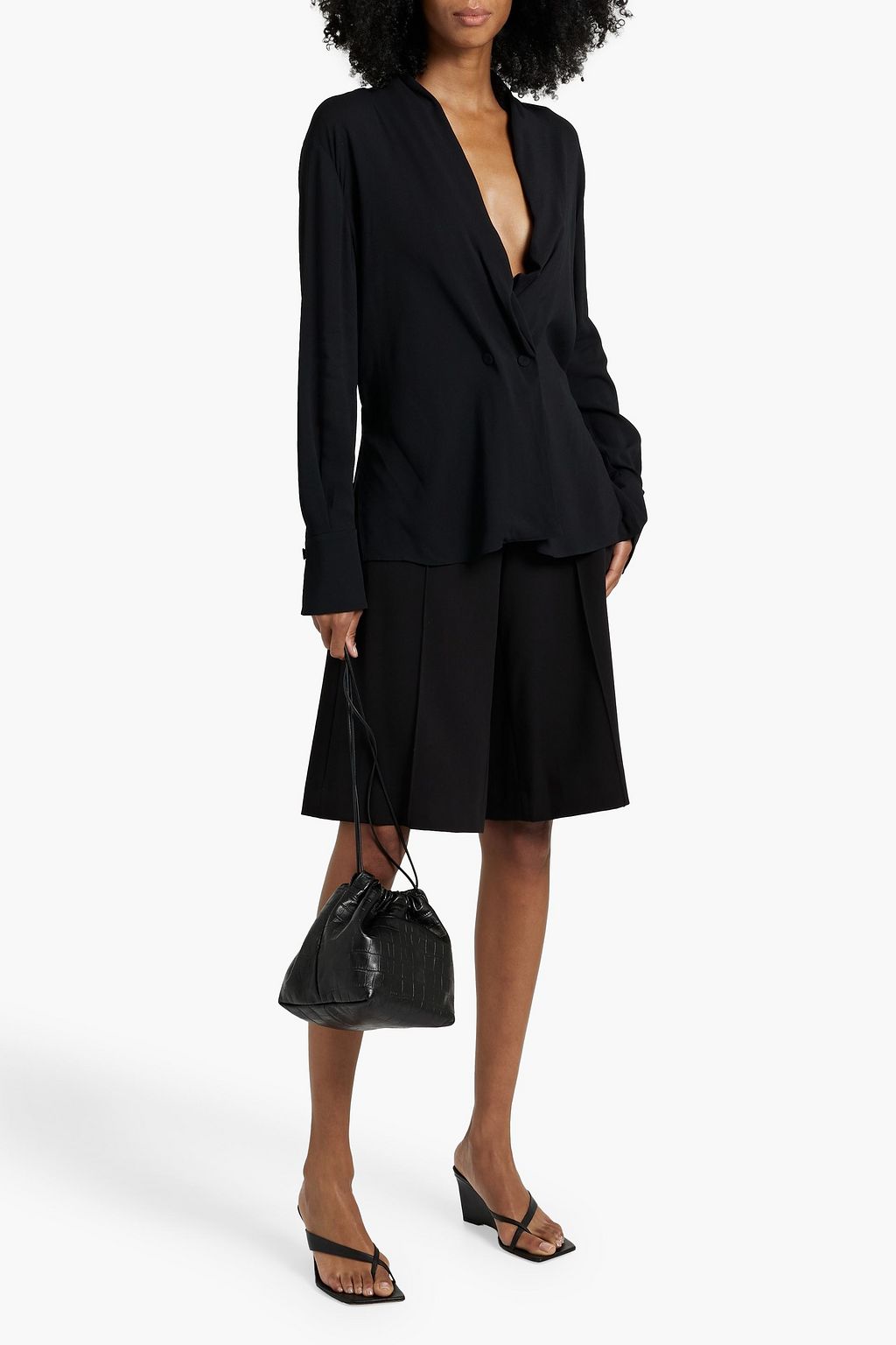 ANOTHER TOMORROW Draped stretch-crepe blouse