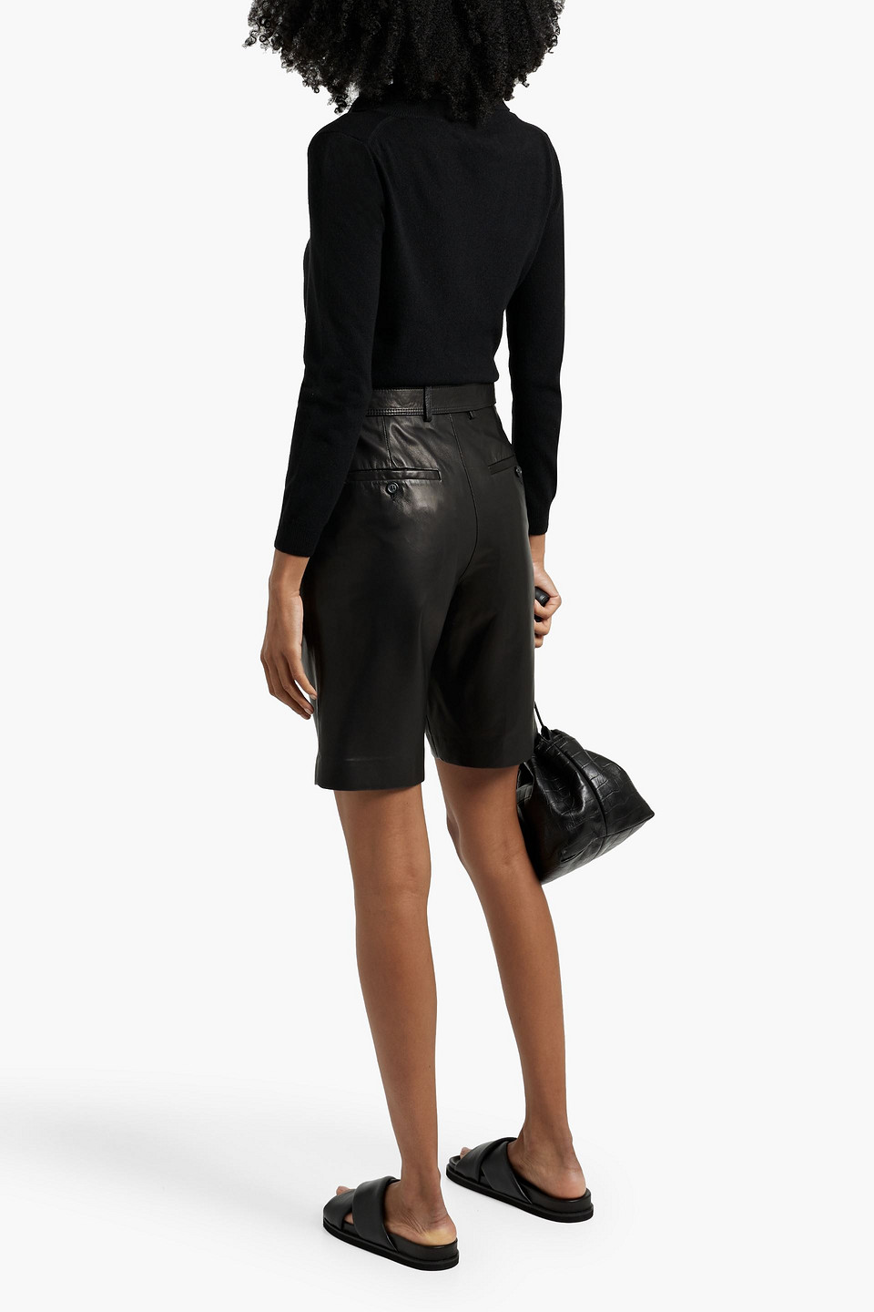 Another Tomorrow Cashmere And Wool-blend Sweater In Black