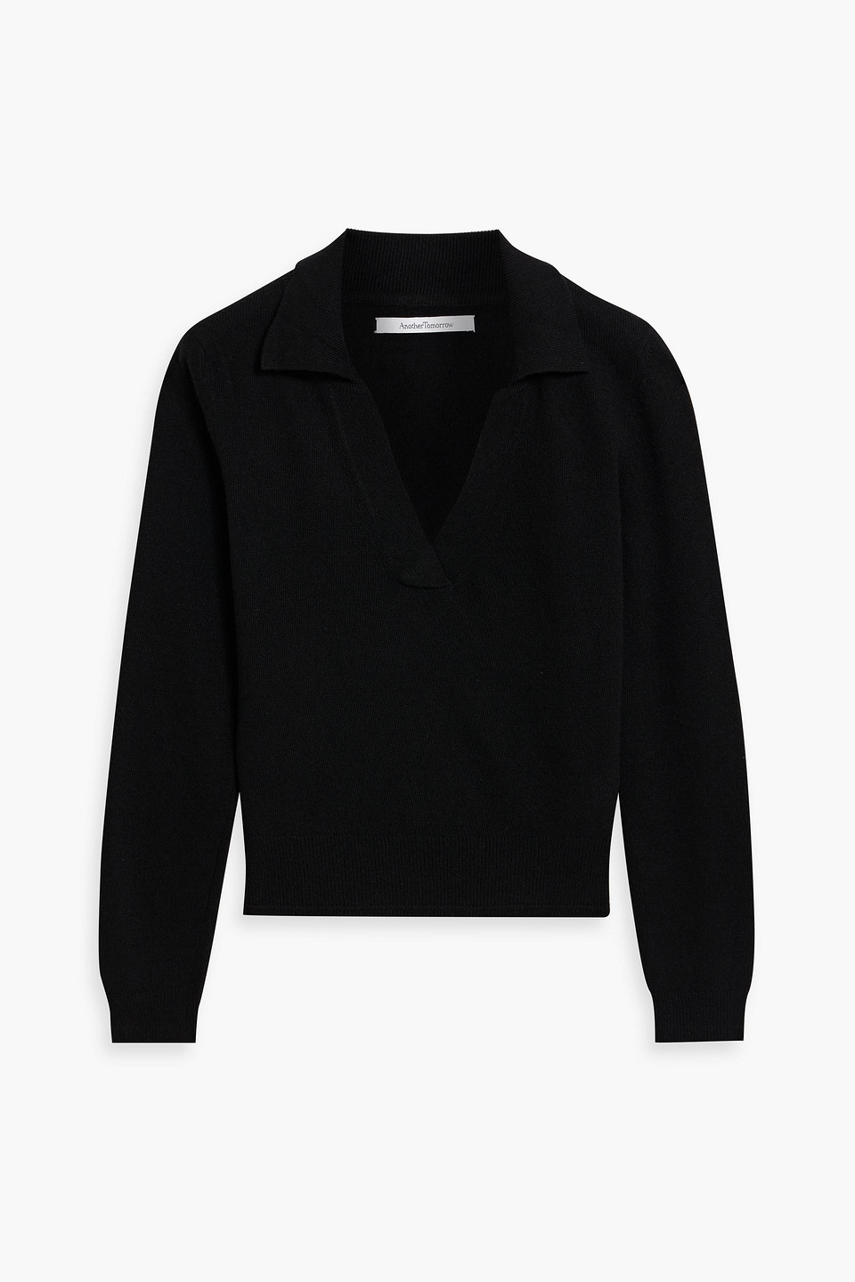 Another Tomorrow Cashmere And Wool-blend Sweater In Black
