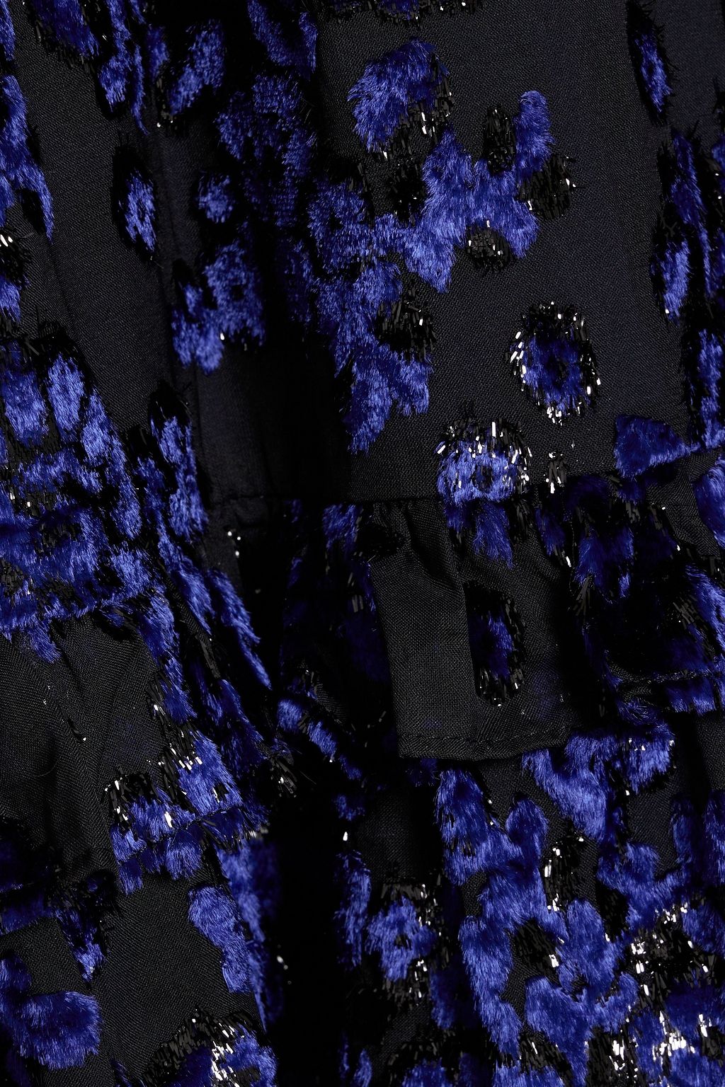 ALICE + OLIVIA Moranne pussy-bow ruffled metallic fil coupé mini dress