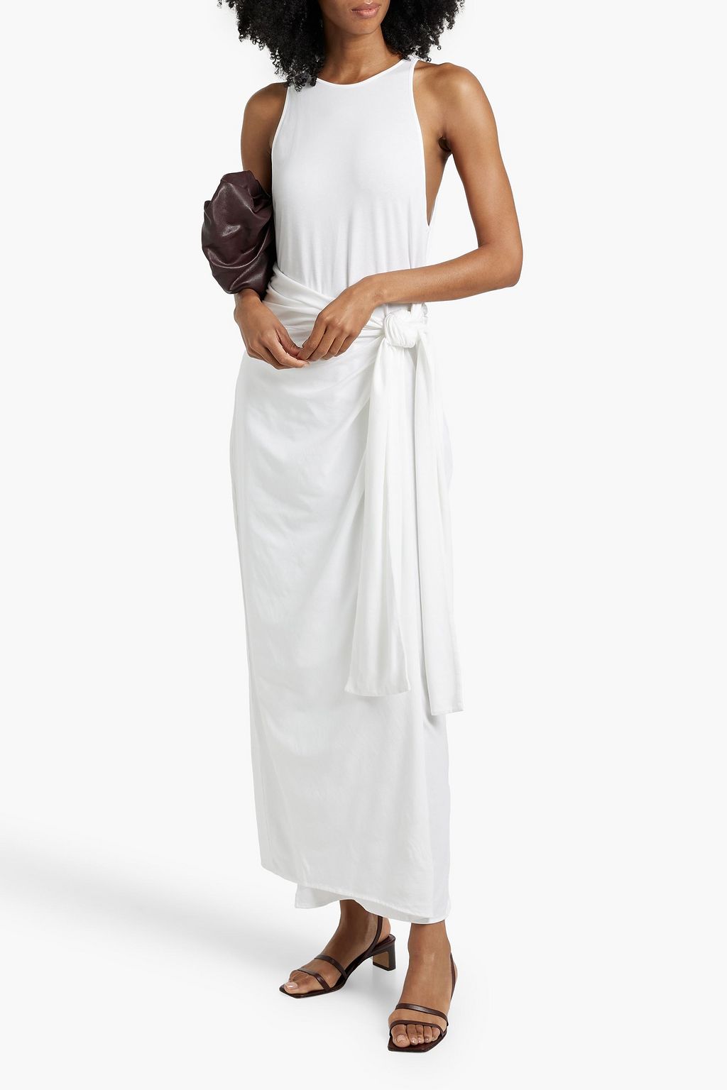 ANOTHER TOMORROW Tie-detailed Lyocell-blend jersey maxi dress